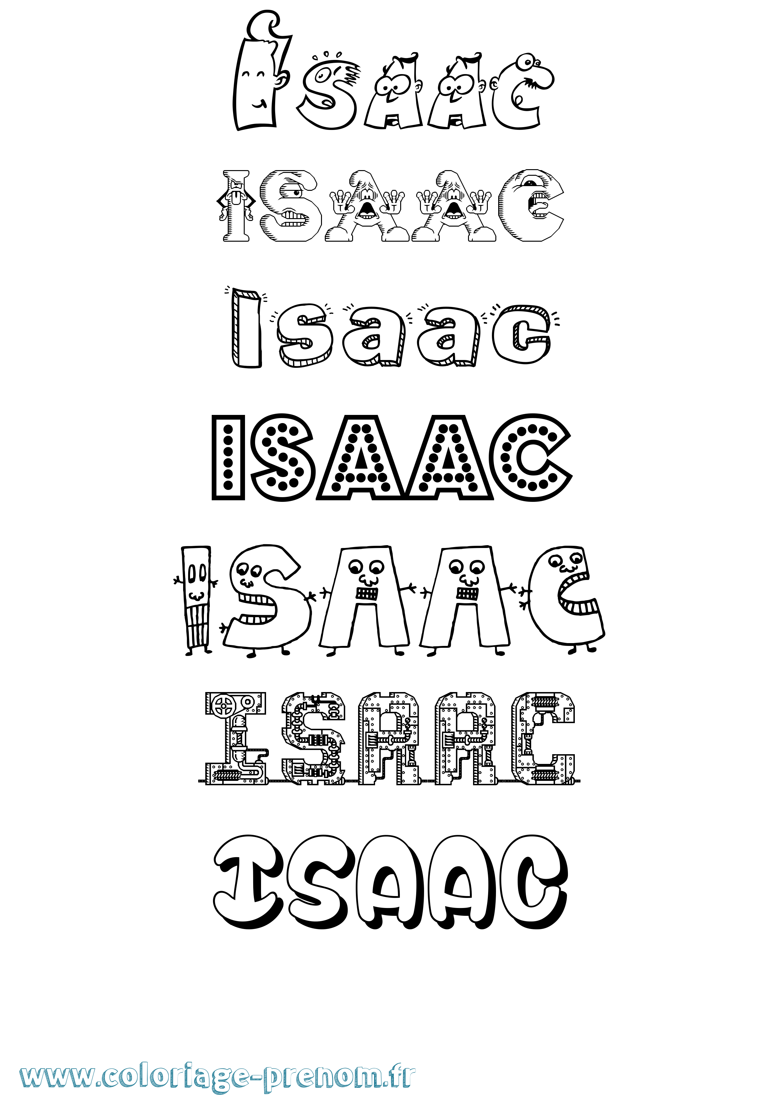 Coloriage prénom Isaac Fun