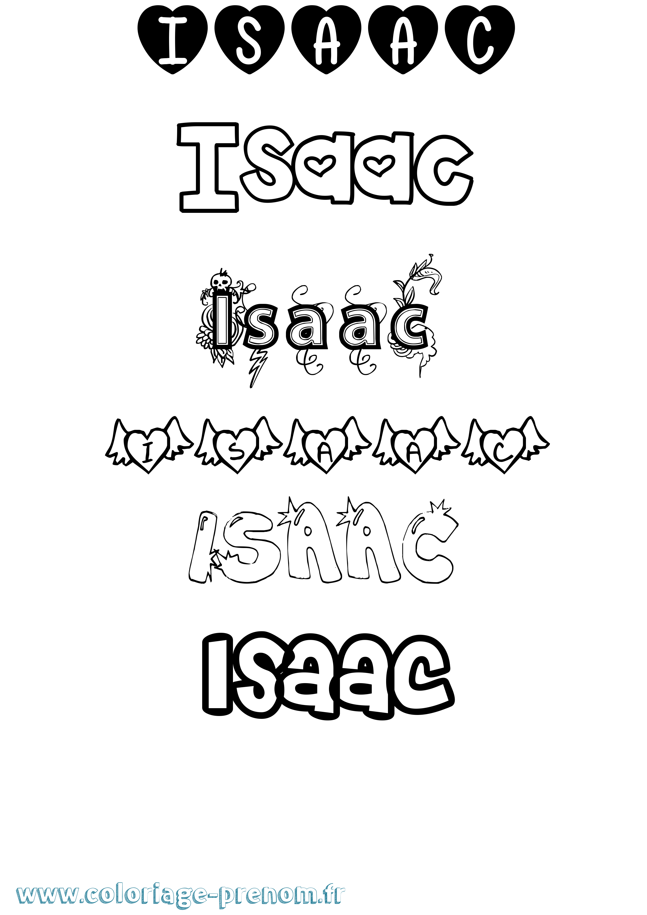 Coloriage prénom Isaac Girly