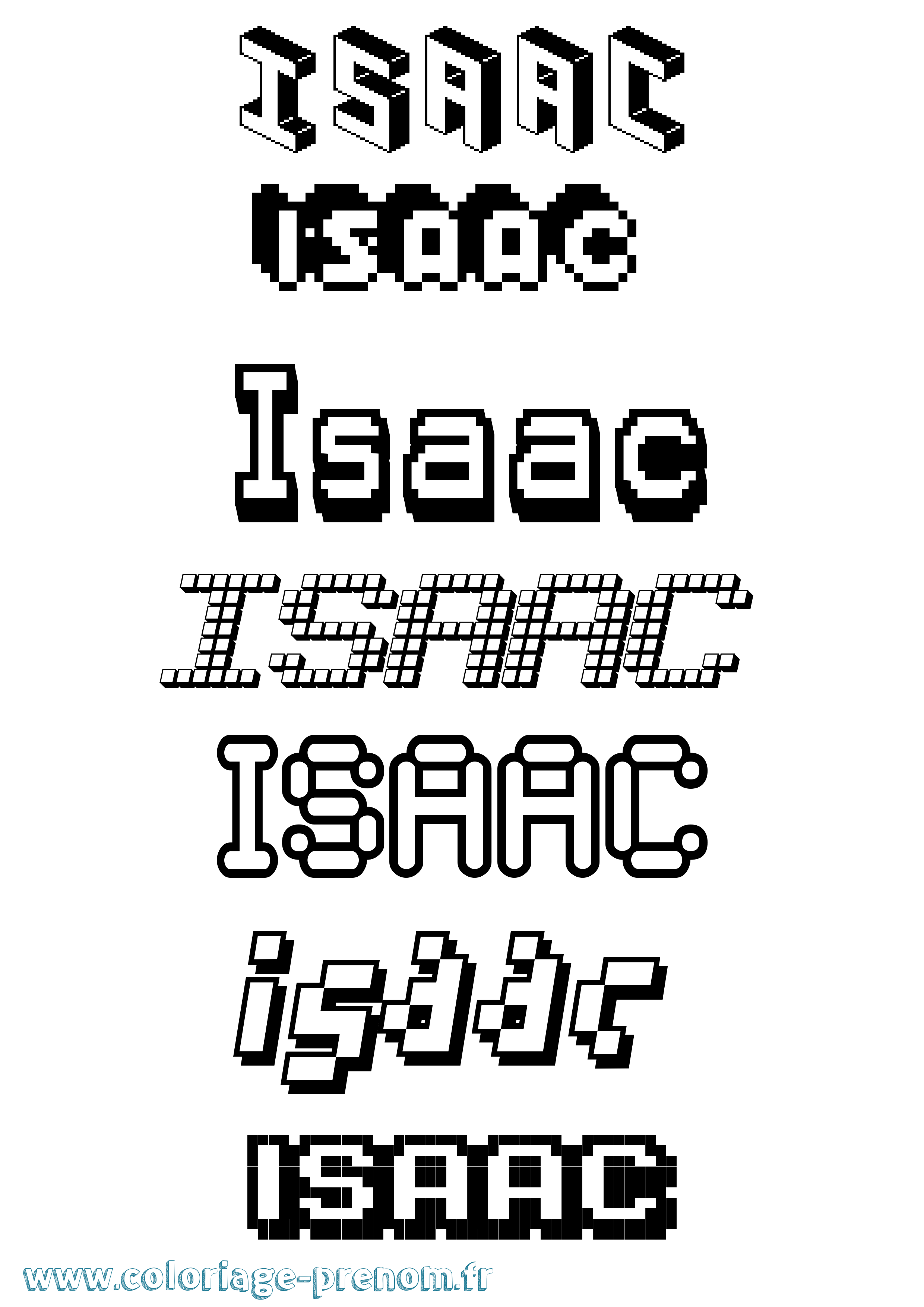 Coloriage prénom Isaac Pixel