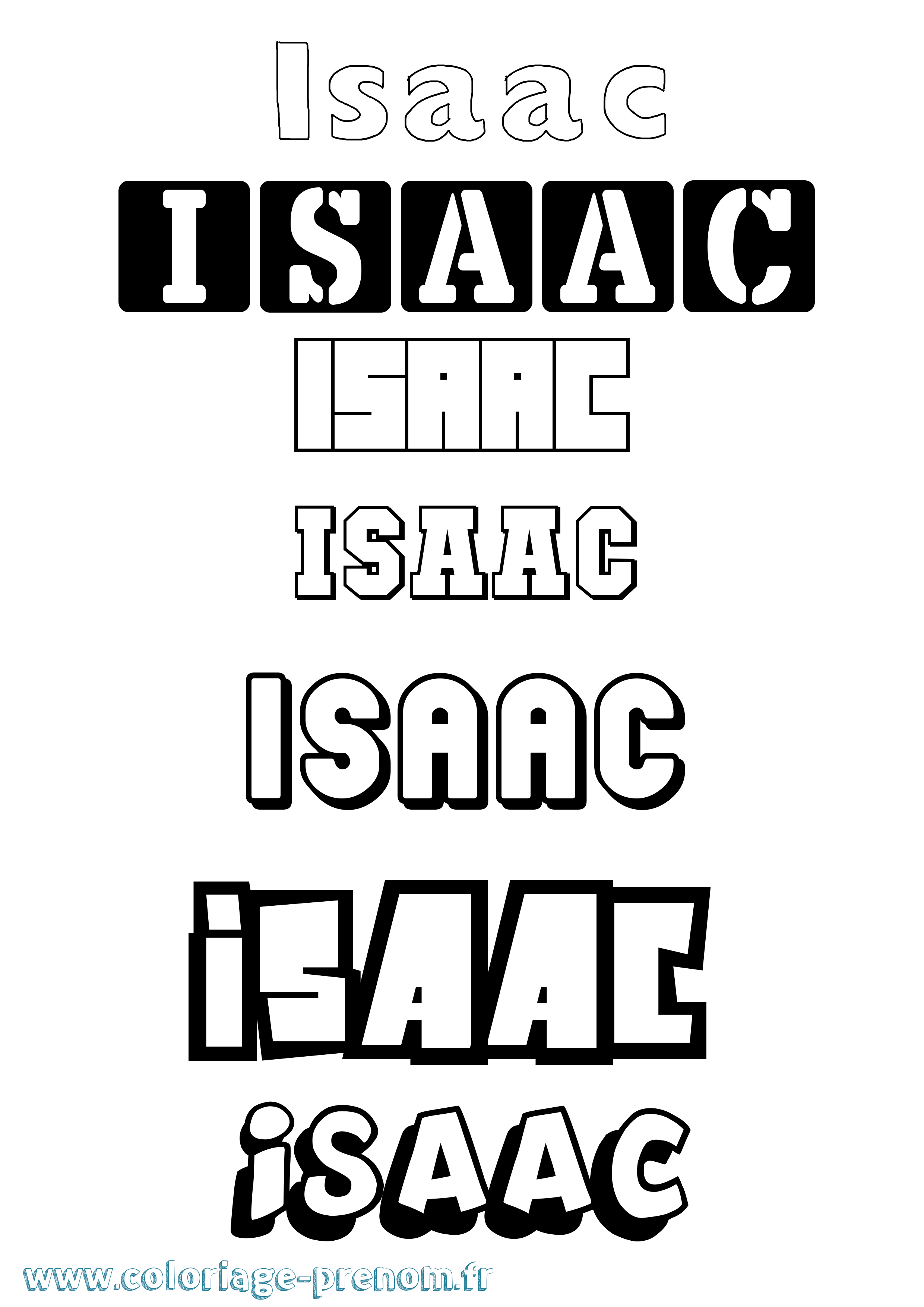Coloriage prénom Isaac Simple