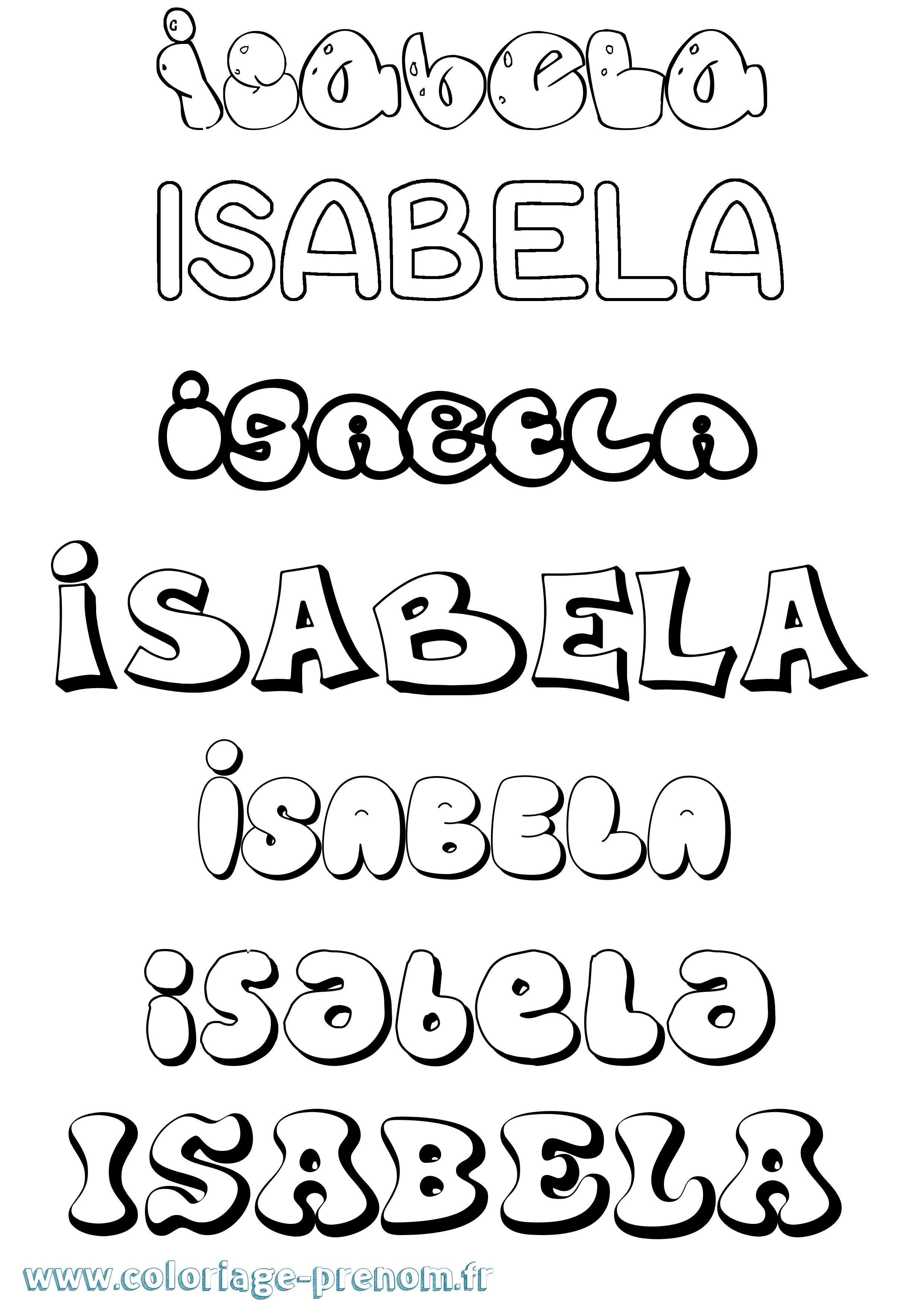 Coloriage prénom Isabela Bubble