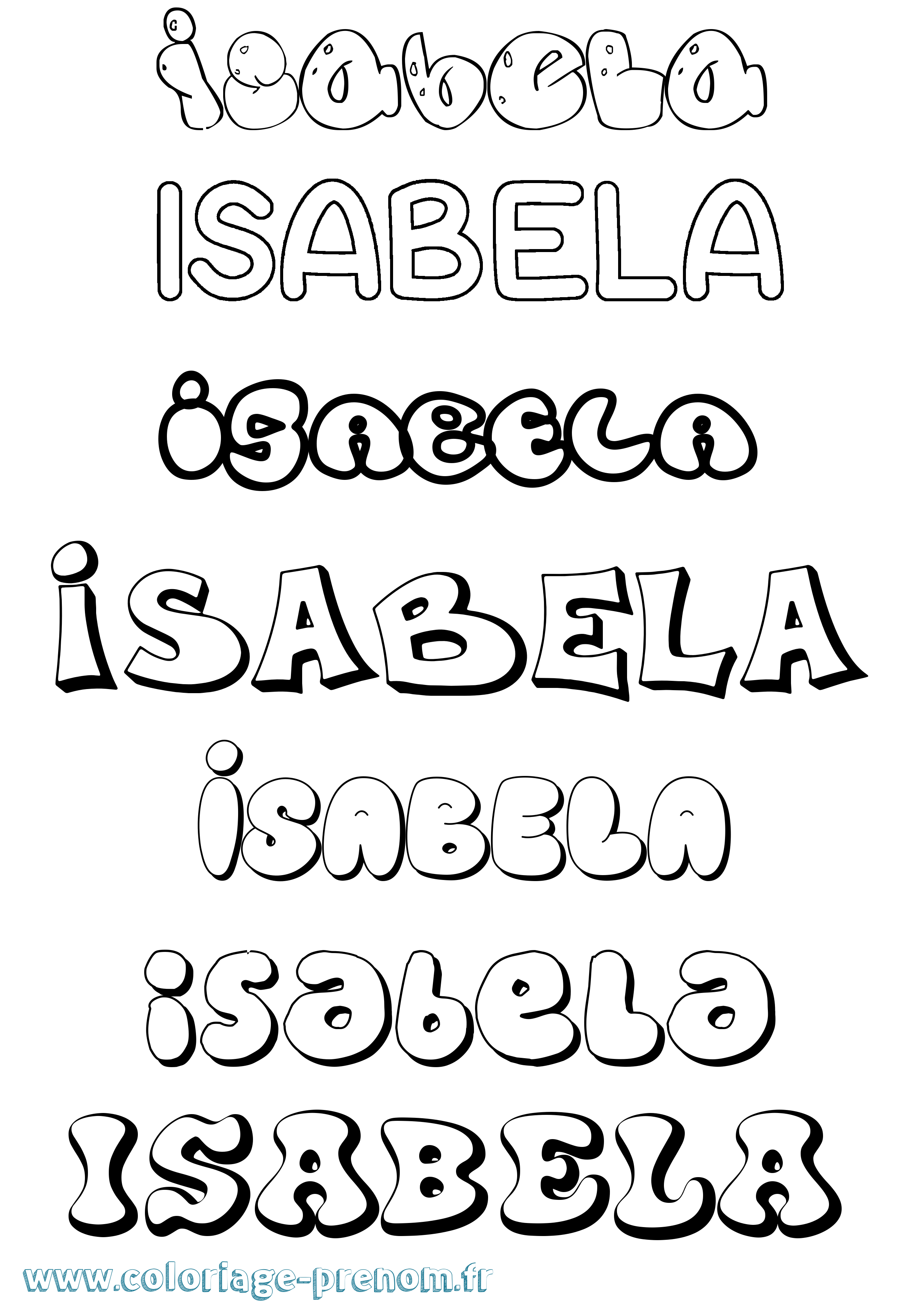Coloriage Isabela Bubble Coloriage prénom Isabela Bubble