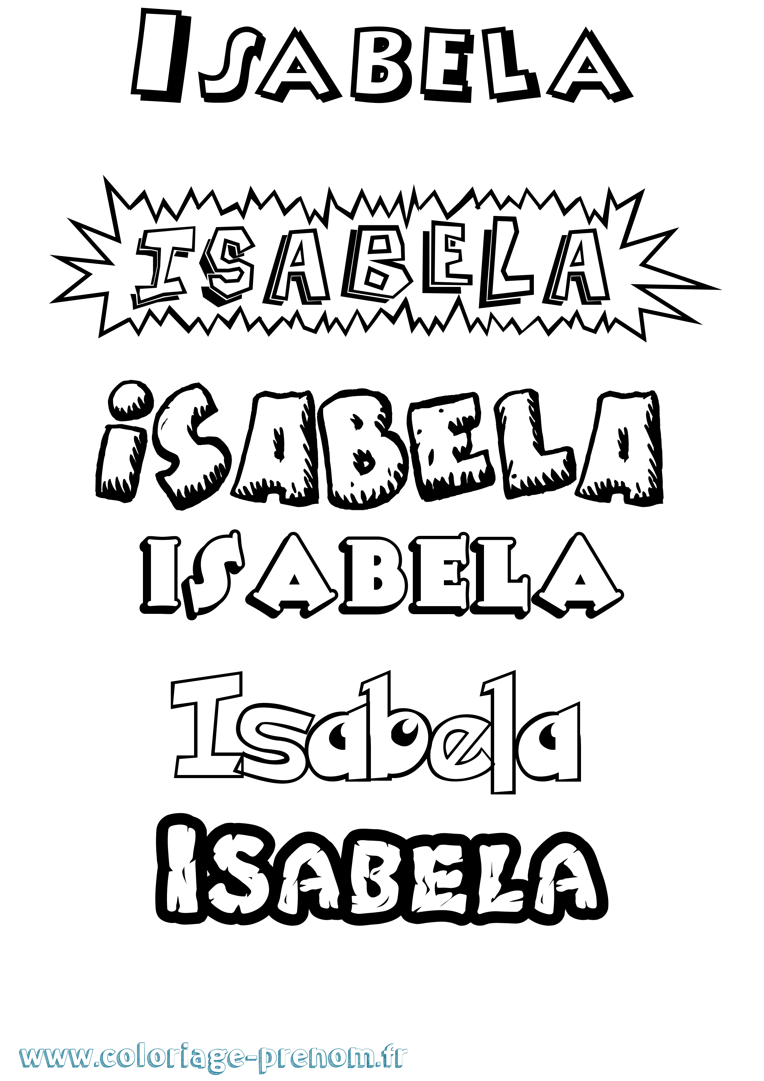 Coloriage prénom Isabela Dessin Animé