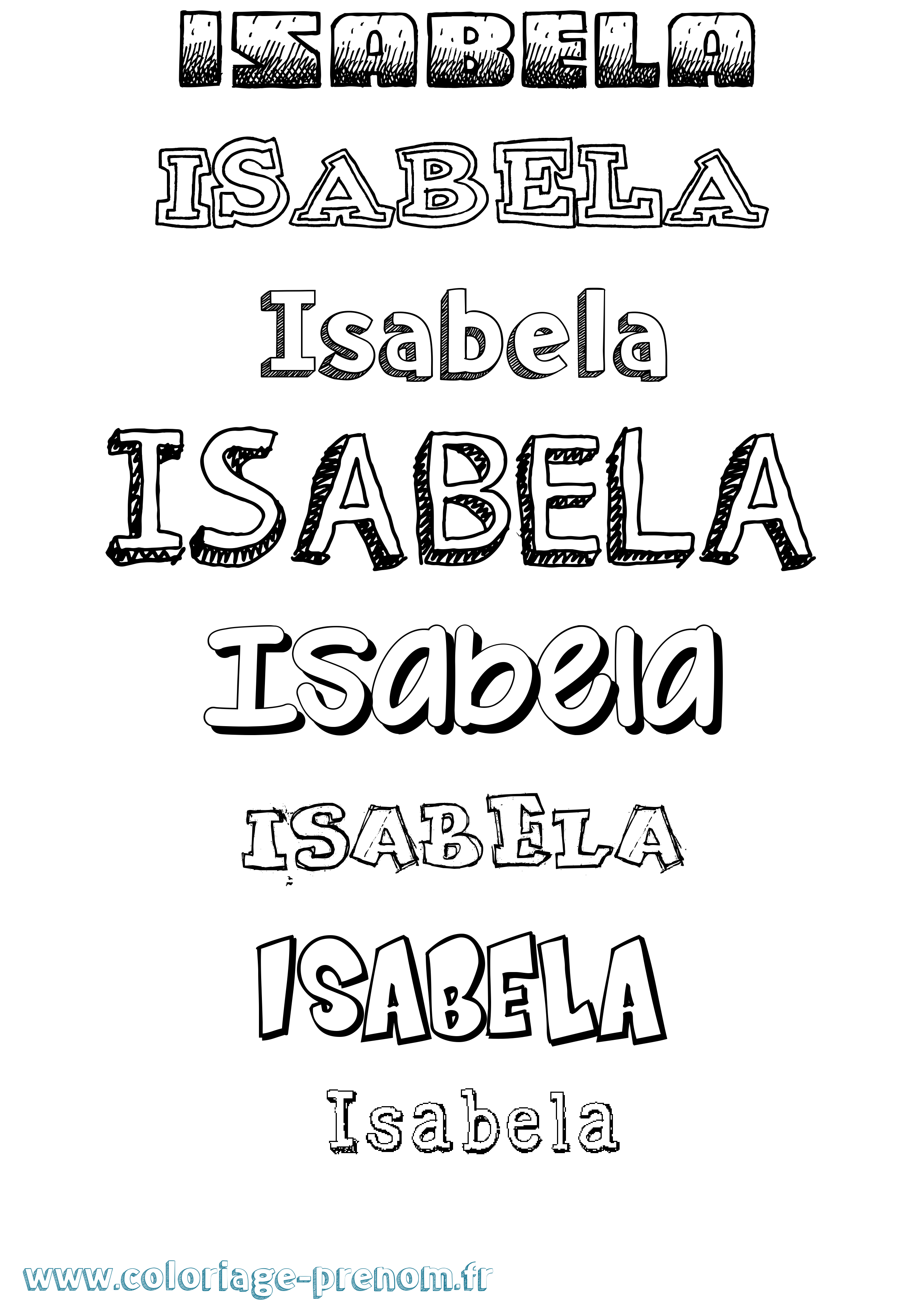 Coloriage Isabela Dessiné Coloriage prénom Isabela Dessiné