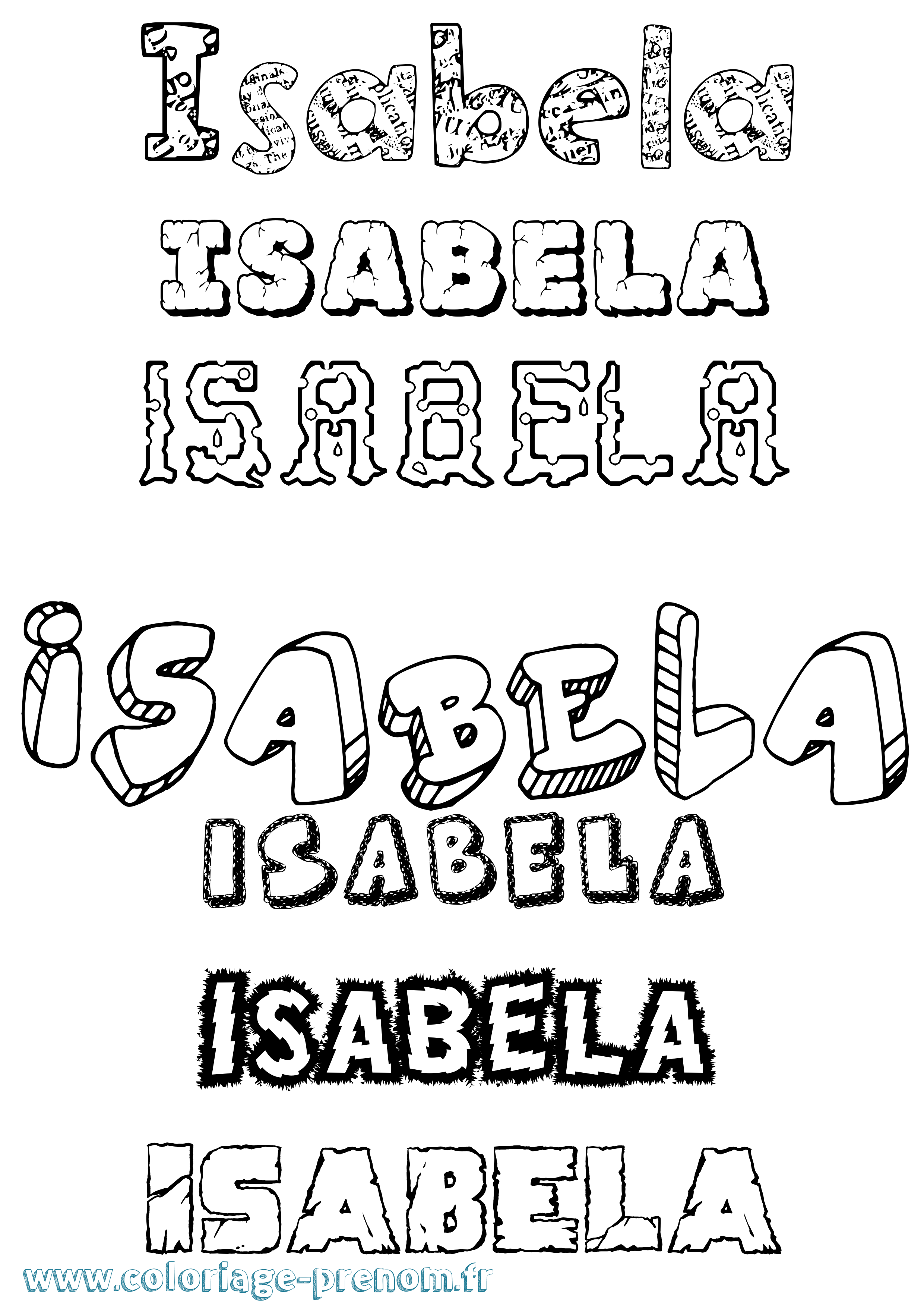 Coloriage prénom Isabela Destructuré