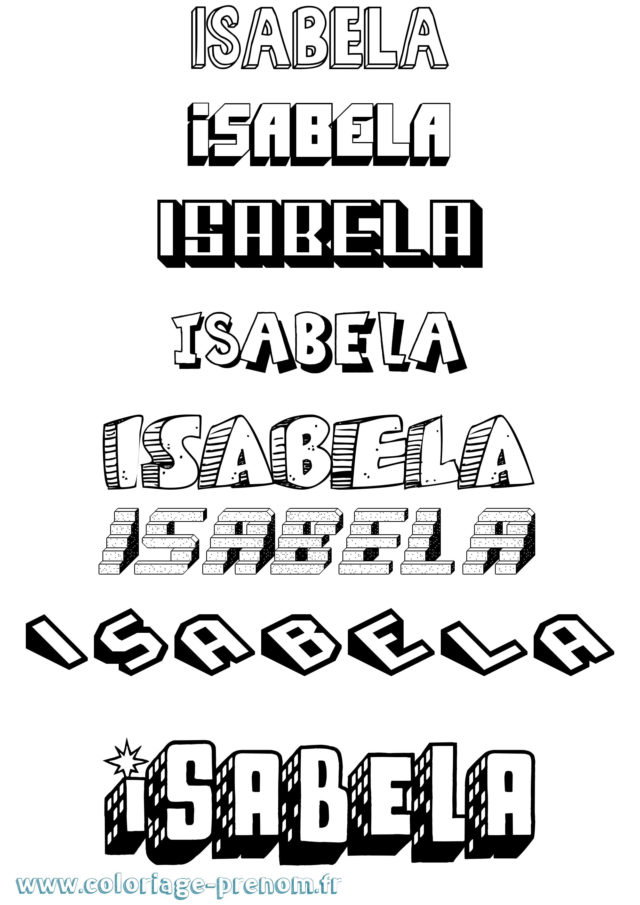 Coloriage Isabela Effet 3D Coloriage prénom Isabela Effet 3D