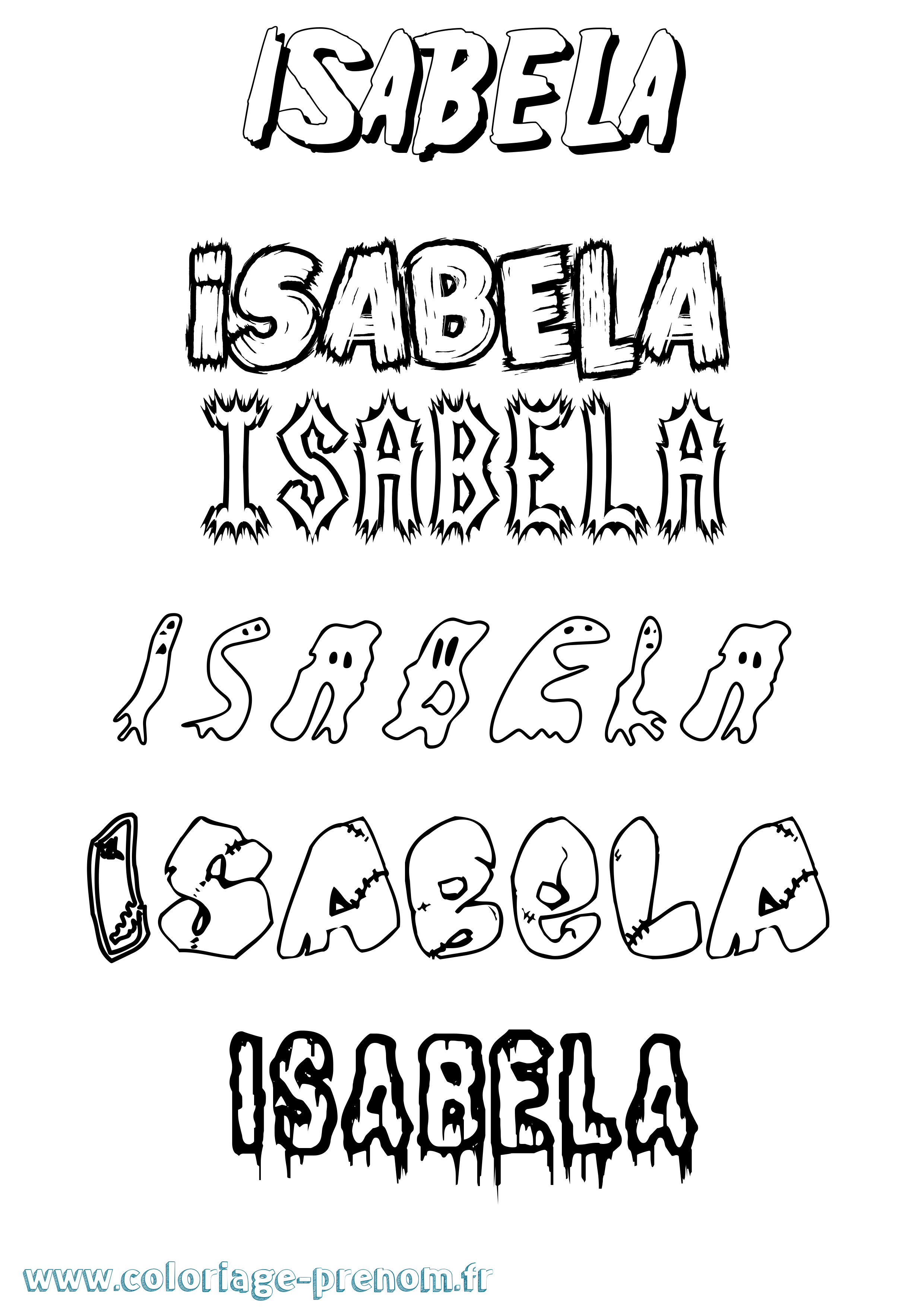 Coloriage prénom Isabela Frisson