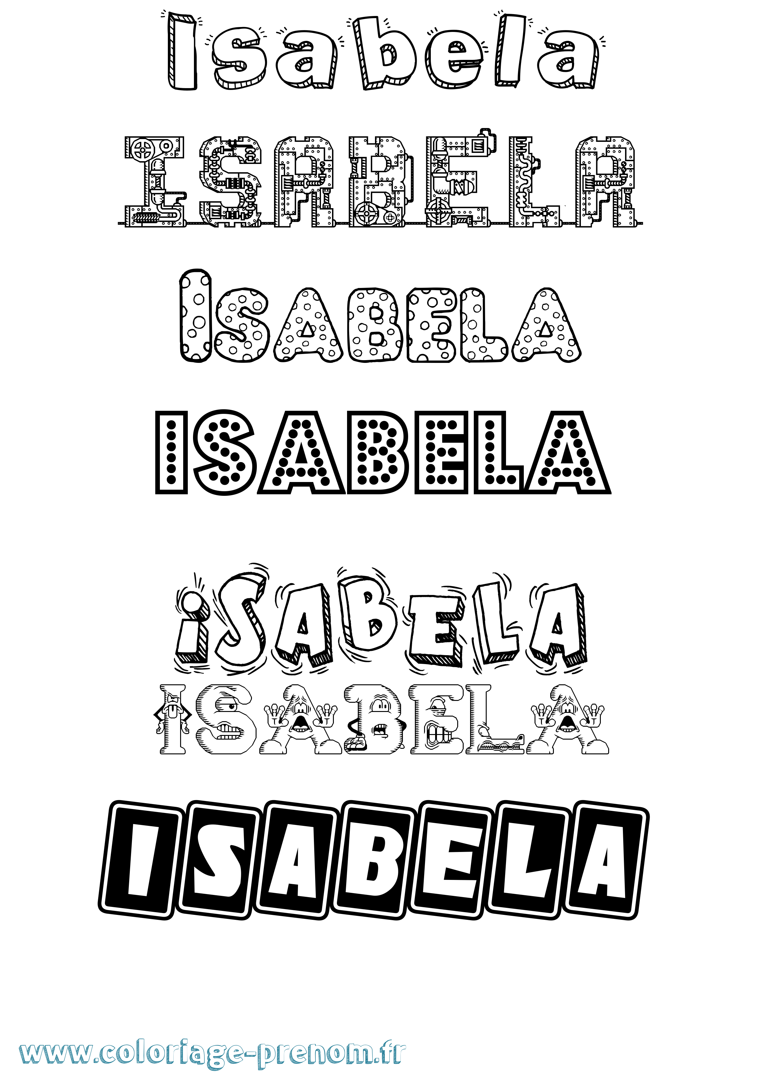Coloriage prénom Isabela Fun