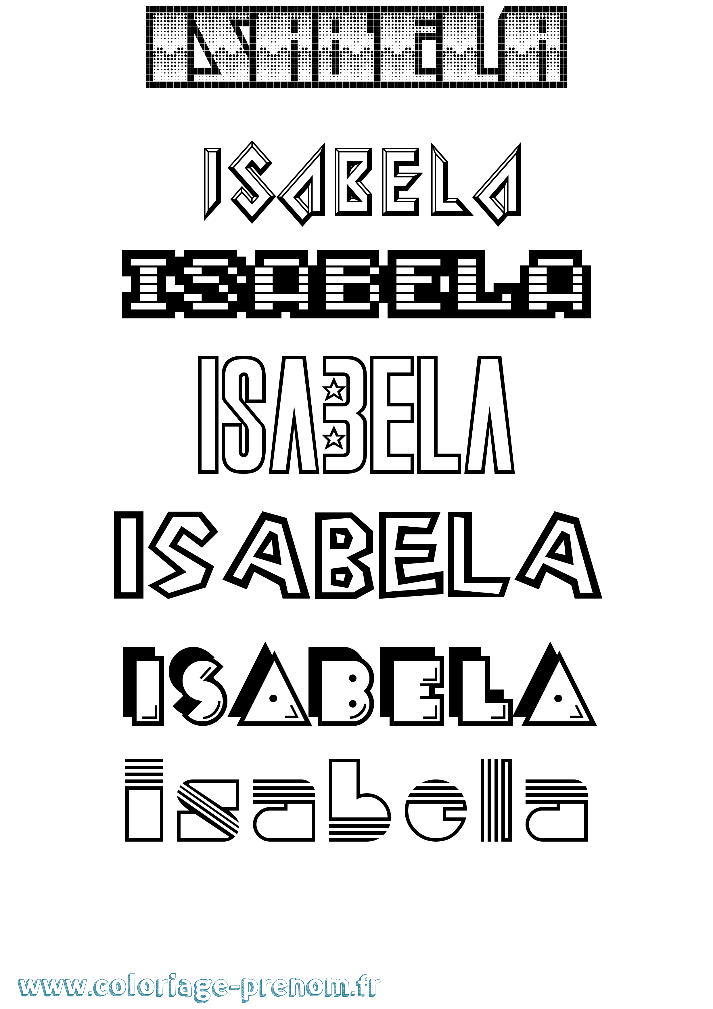 Coloriage prénom Isabela Jeux Vidéos
