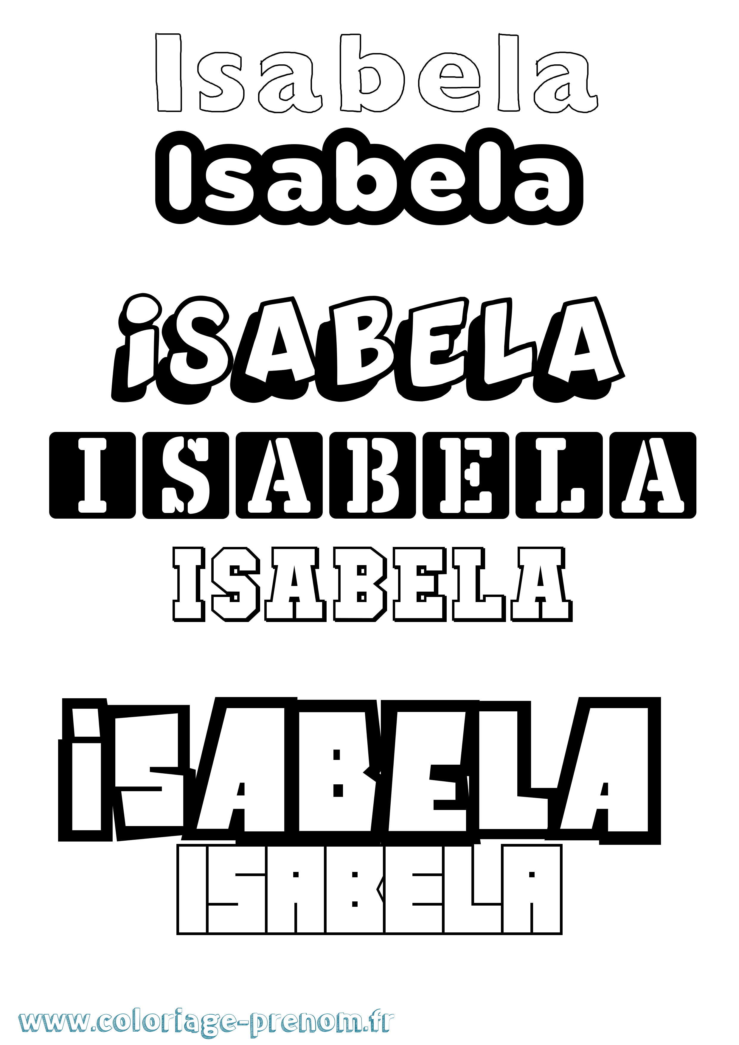 Coloriage prénom Isabela Simple
