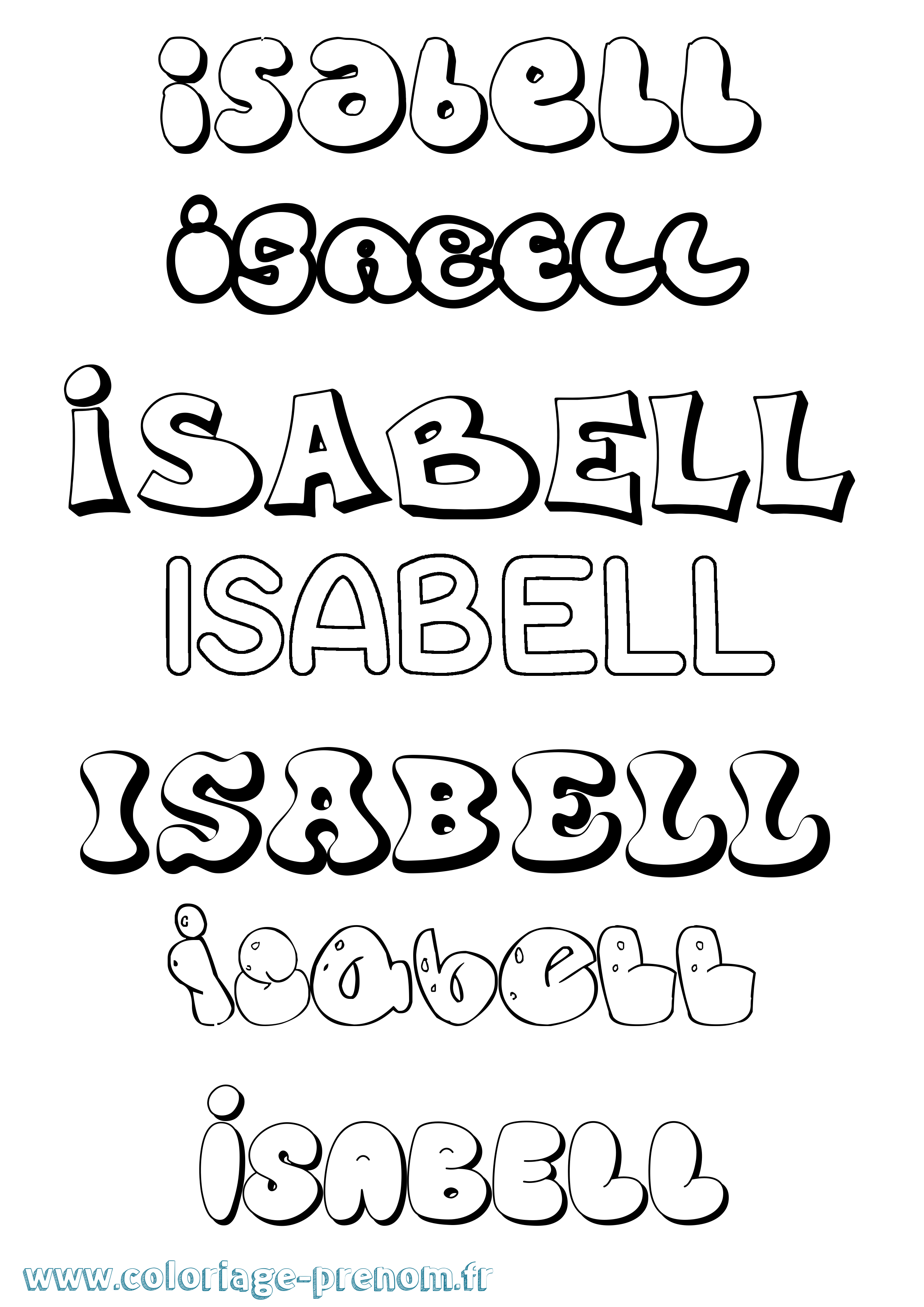 Coloriage prénom Isabell Bubble