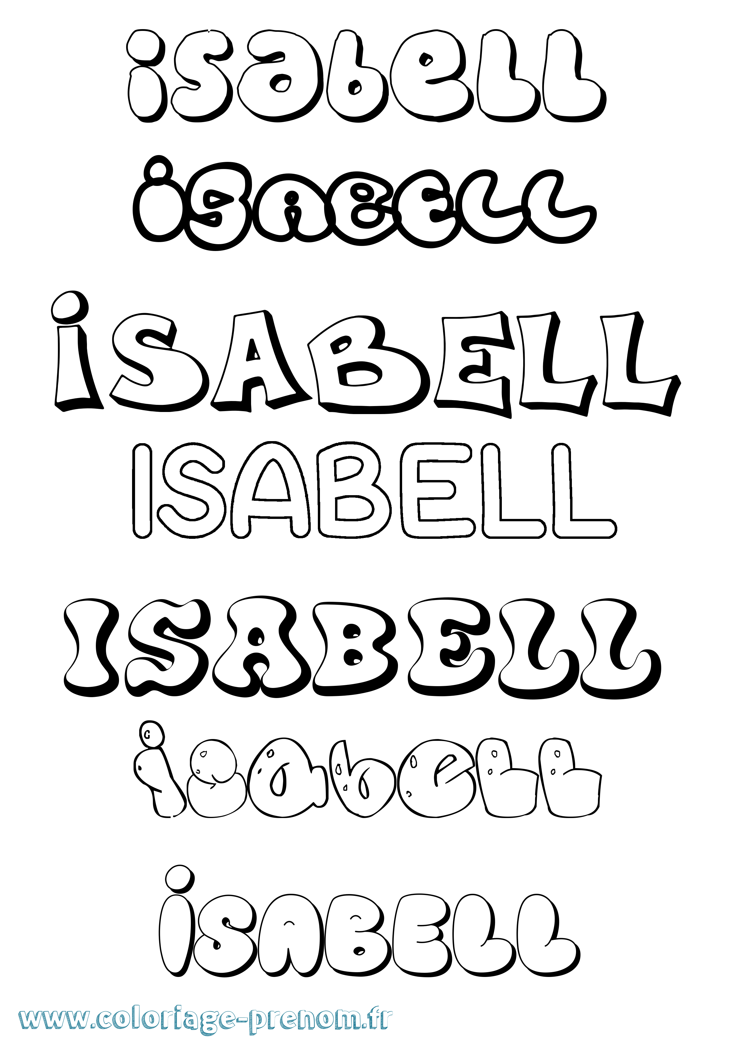 Coloriage Isabell Bubble Coloriage prénom Isabell Bubble