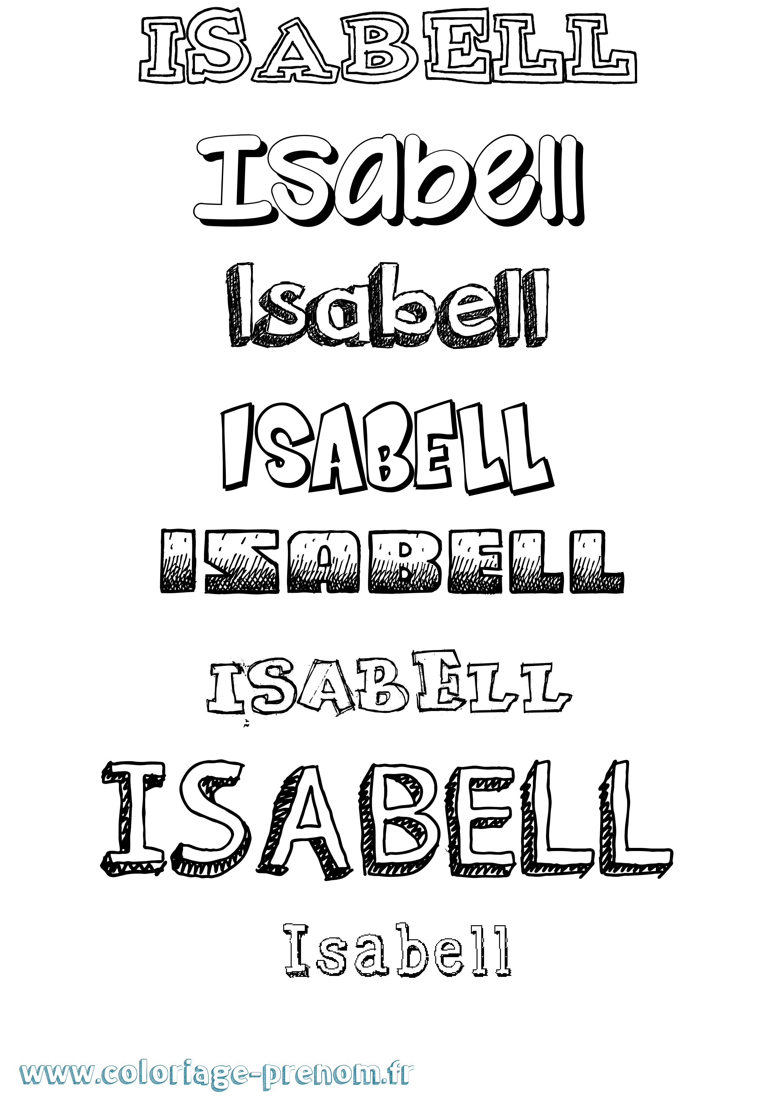 Coloriage prénom Isabell Dessiné
