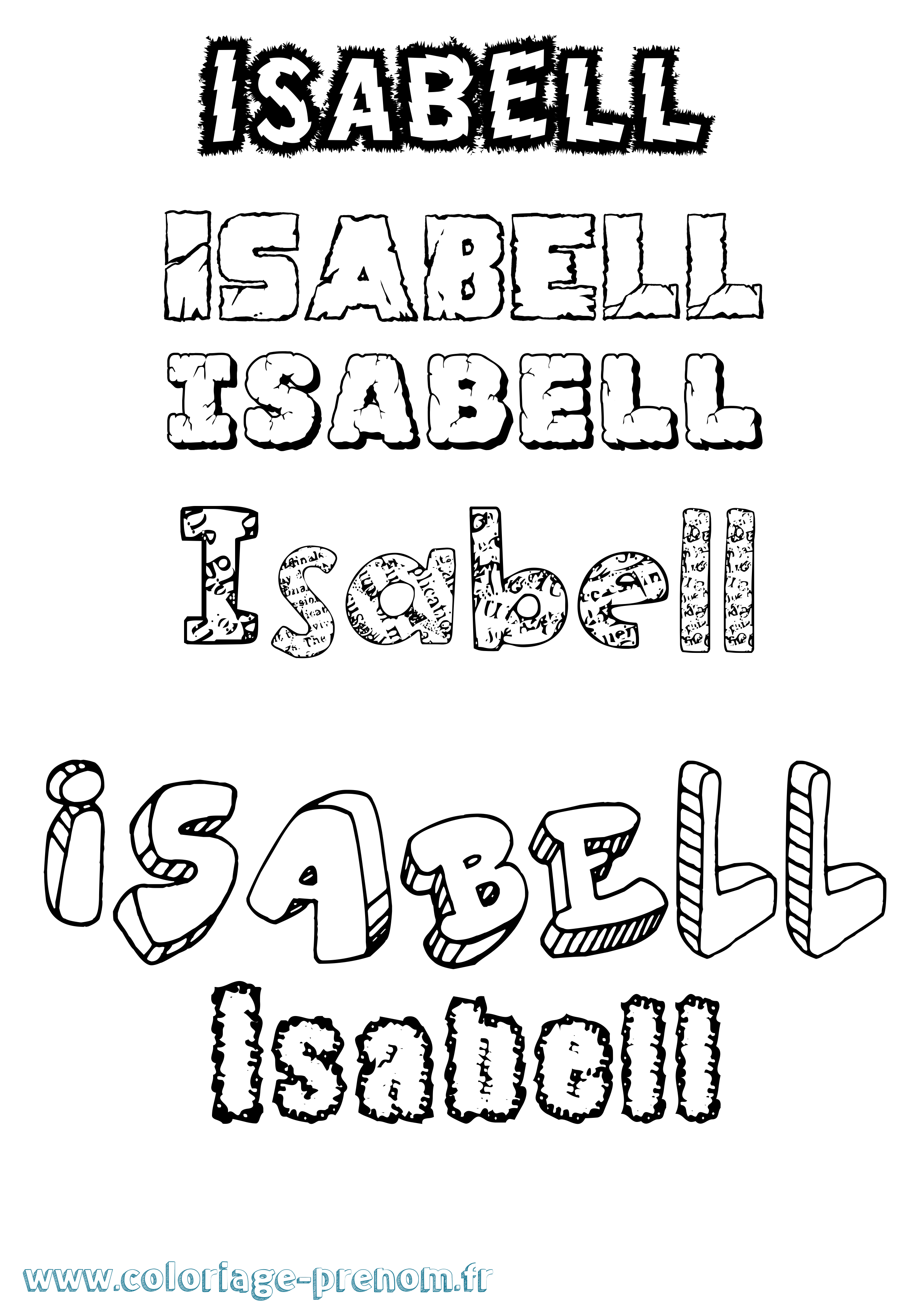 Coloriage prénom Isabell Destructuré