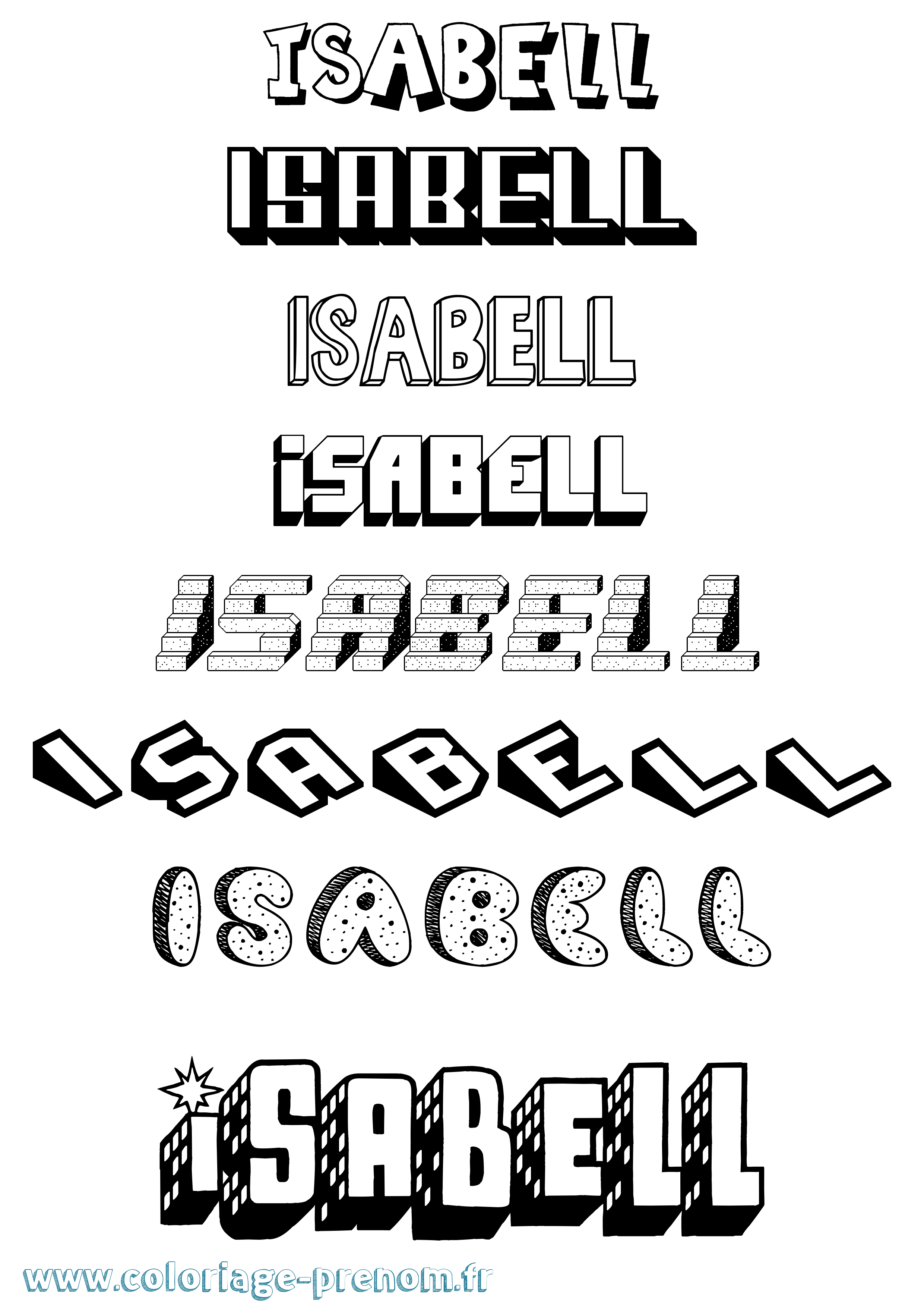 Coloriage Isabell Effet 3D Coloriage prénom Isabell Effet 3D