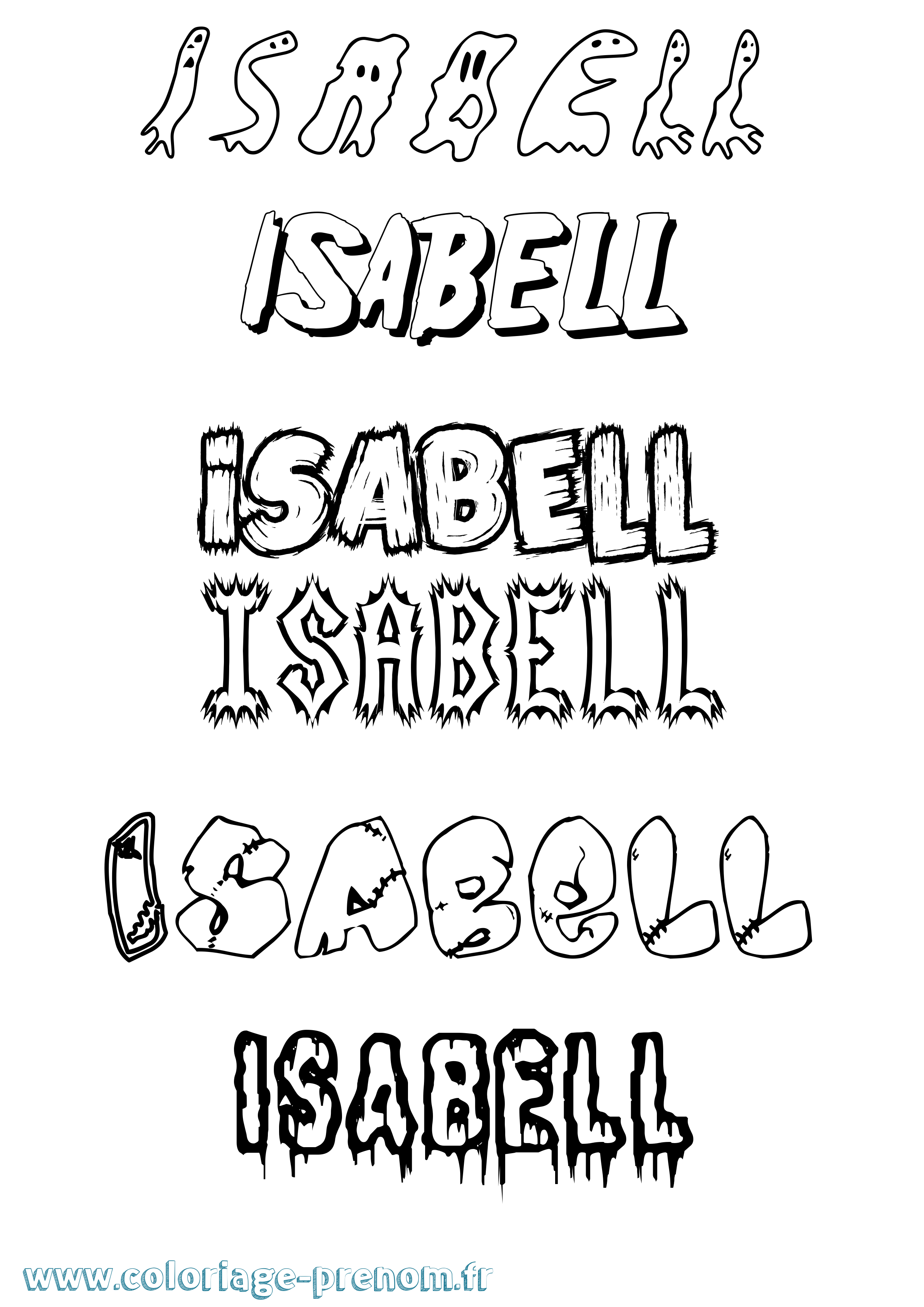 Coloriage prénom Isabell Frisson