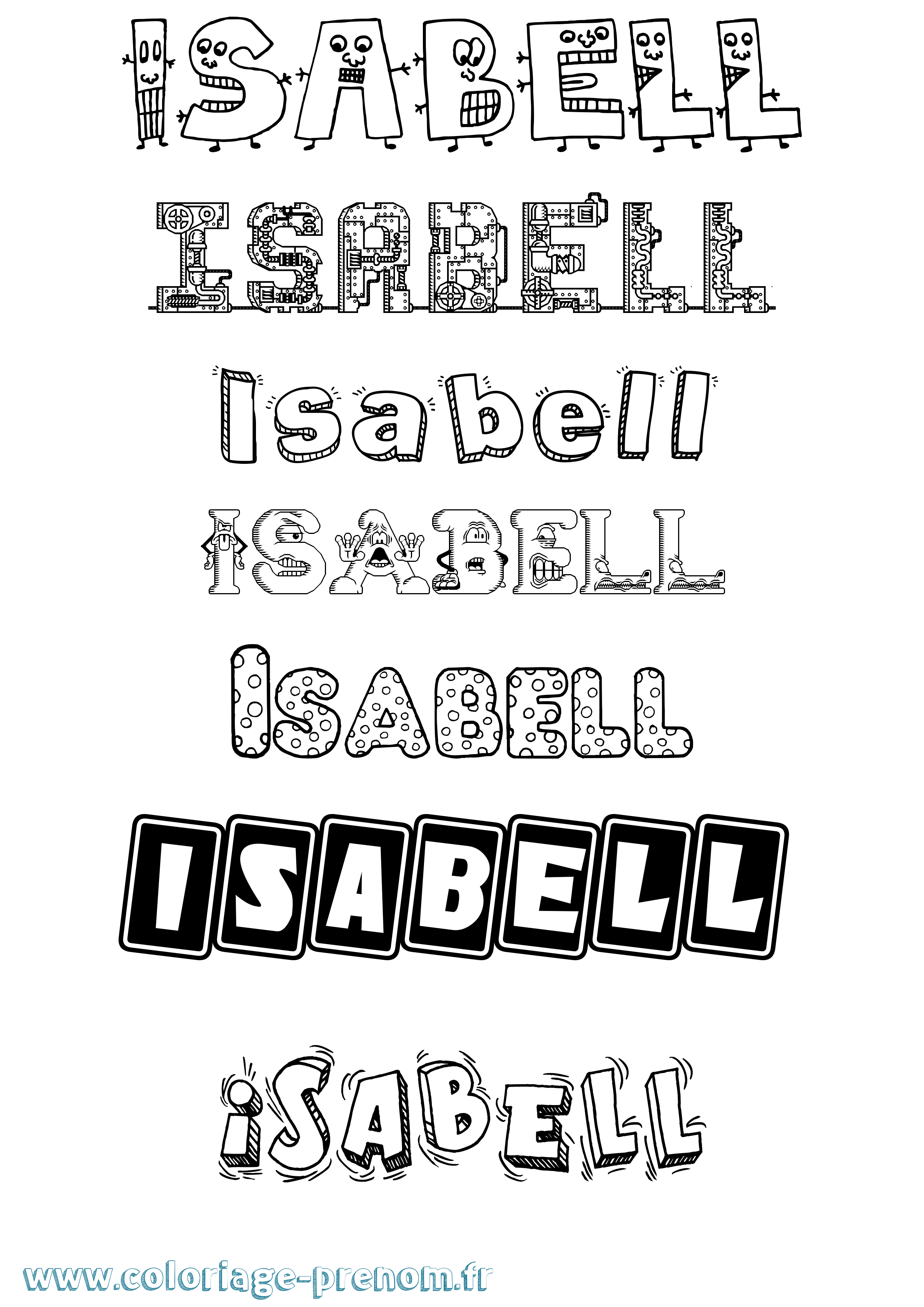 Coloriage prénom Isabell Fun