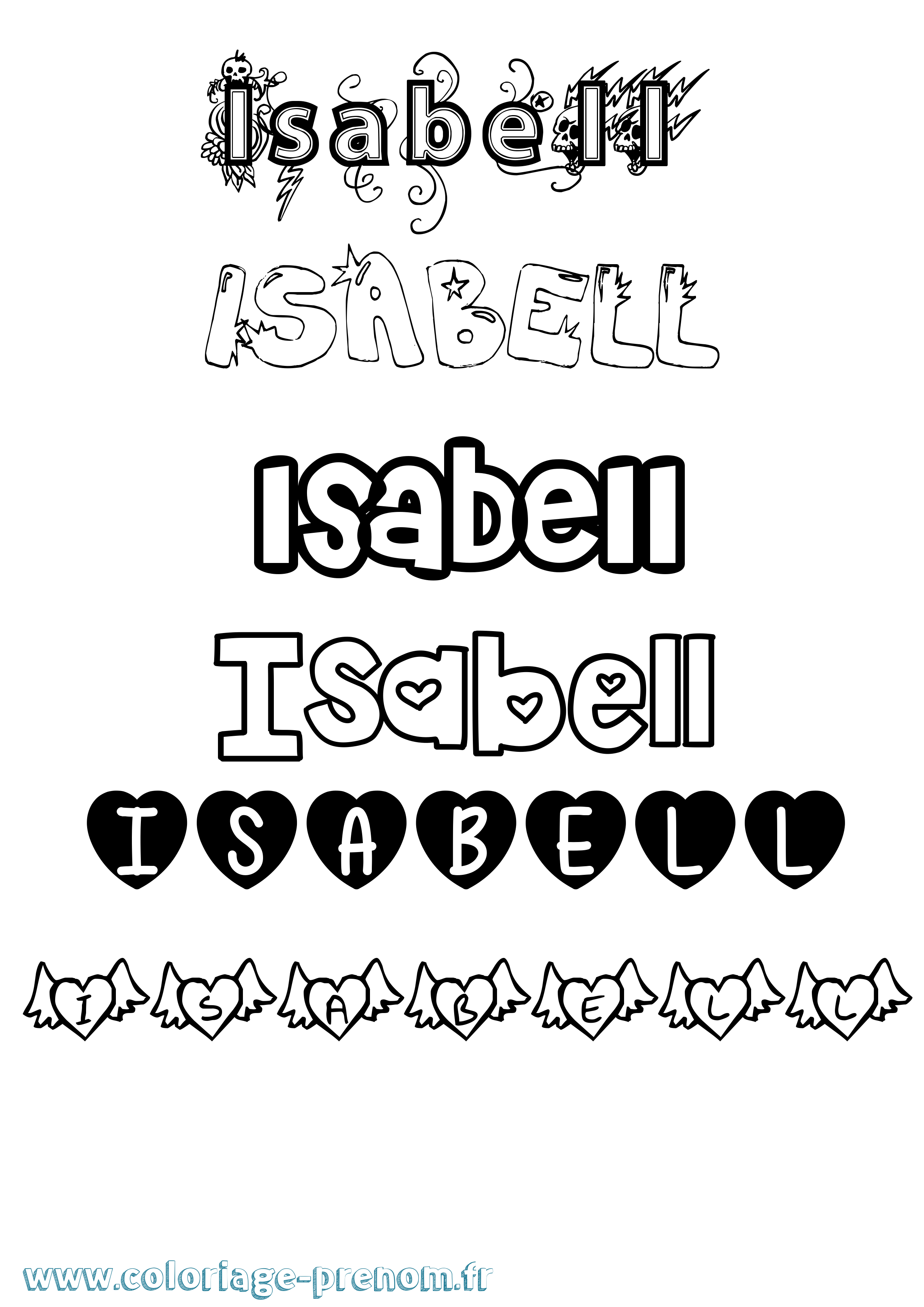 Coloriage Isabell Girly Coloriage prénom Isabell Girly
