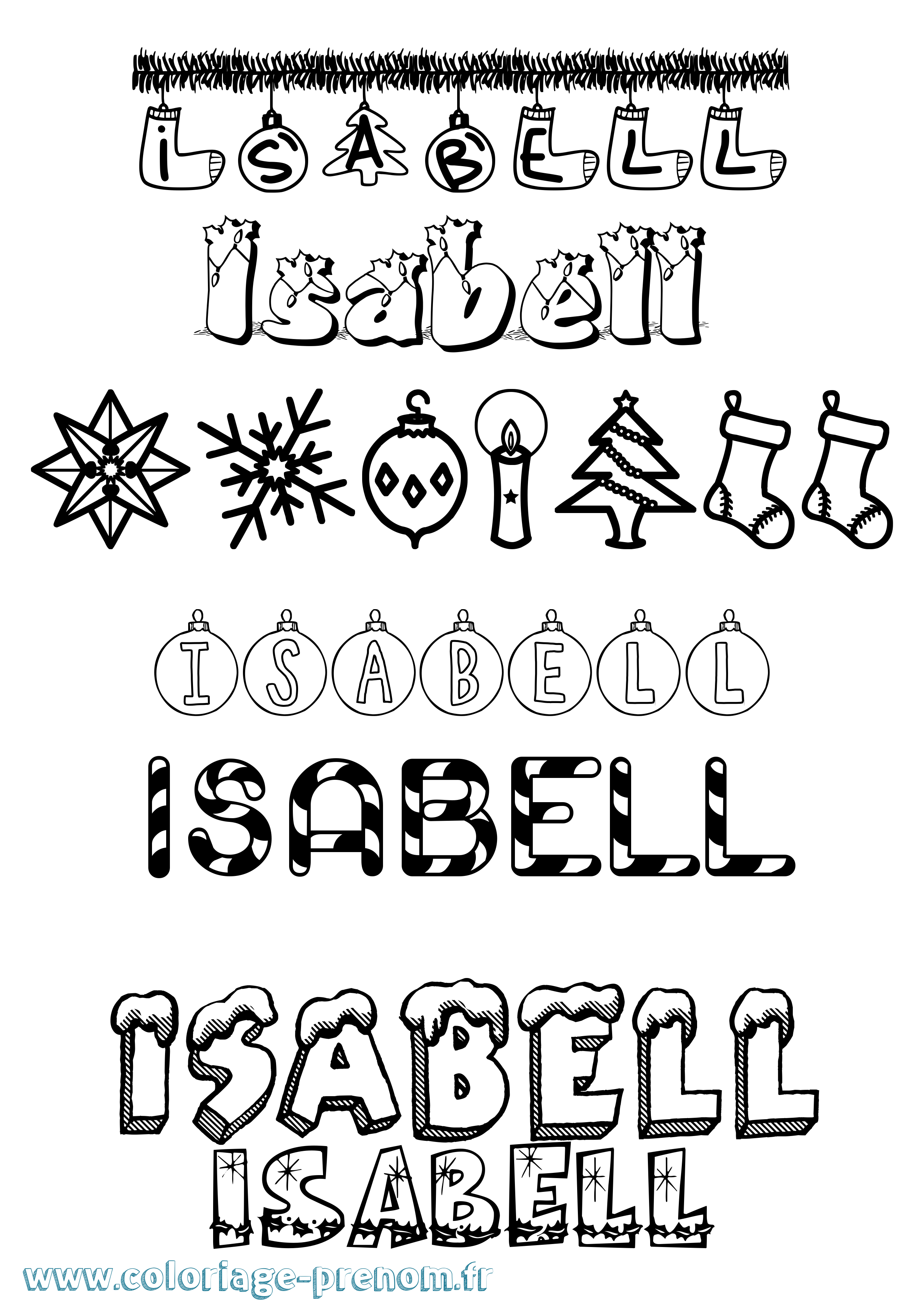 Coloriage Isabell Noël Coloriage prénom Isabell Noël