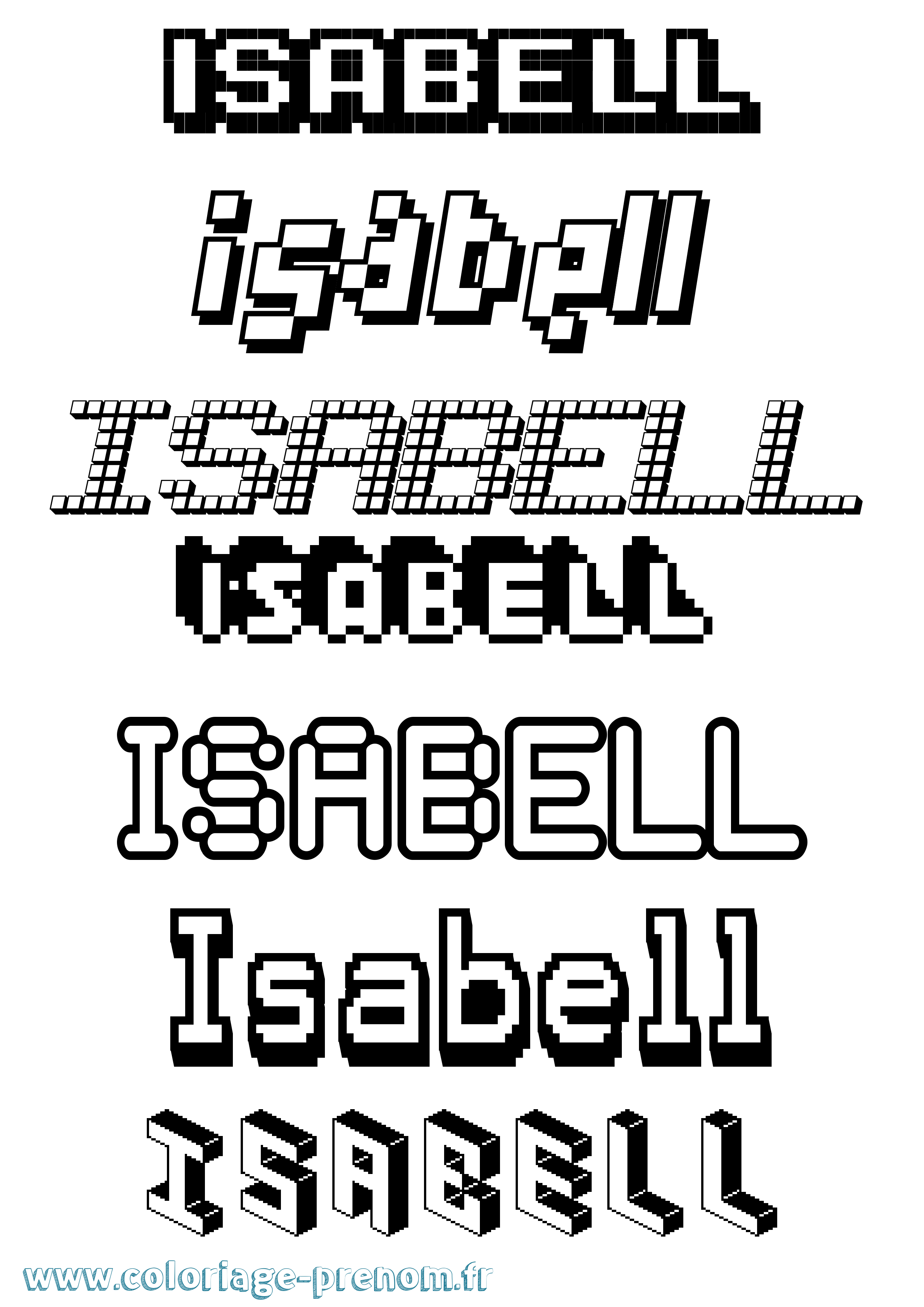Coloriage Isabell Pixel Coloriage prénom Isabell Pixel