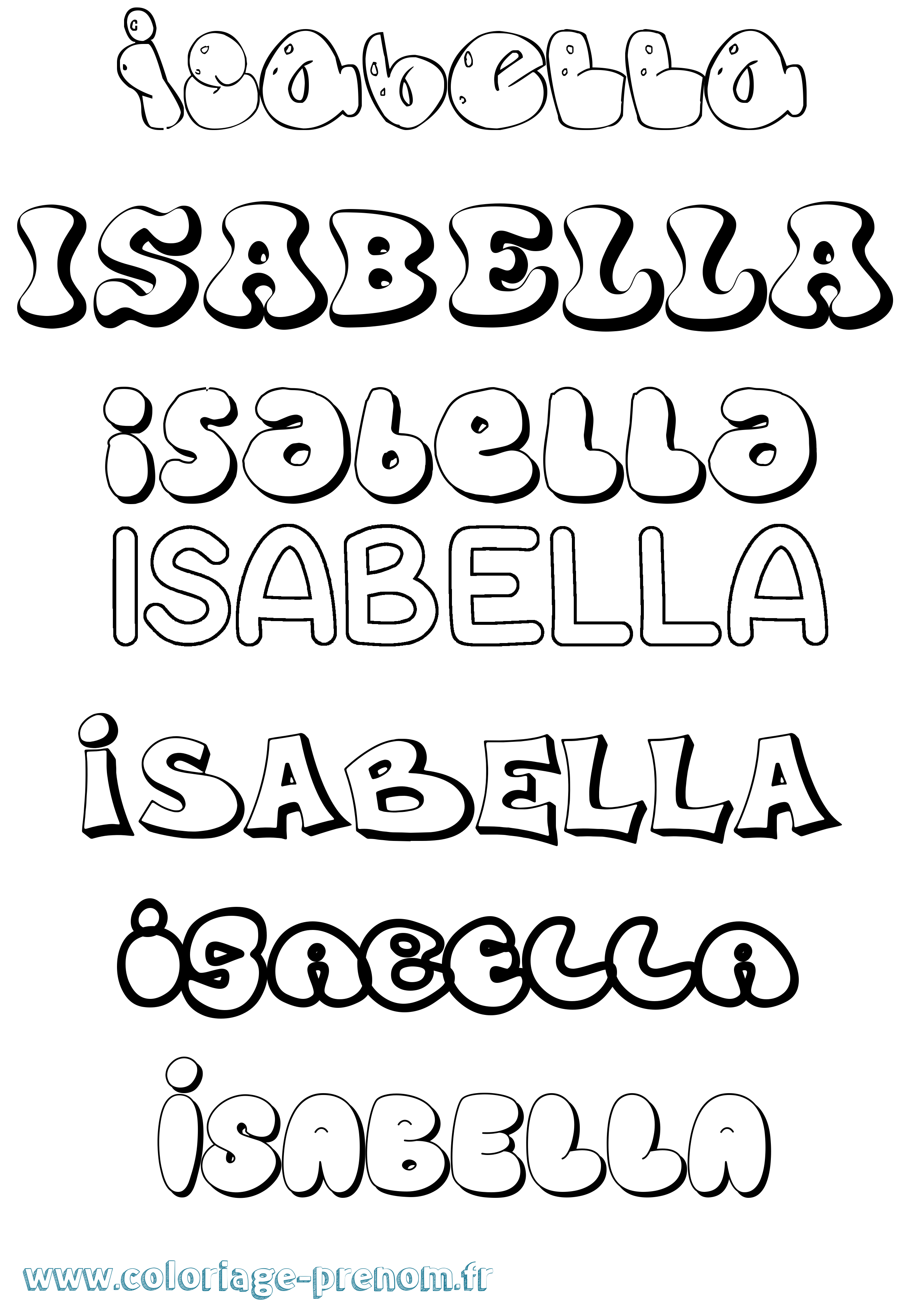 Coloriage Isabella Coloriage prénom Isabella