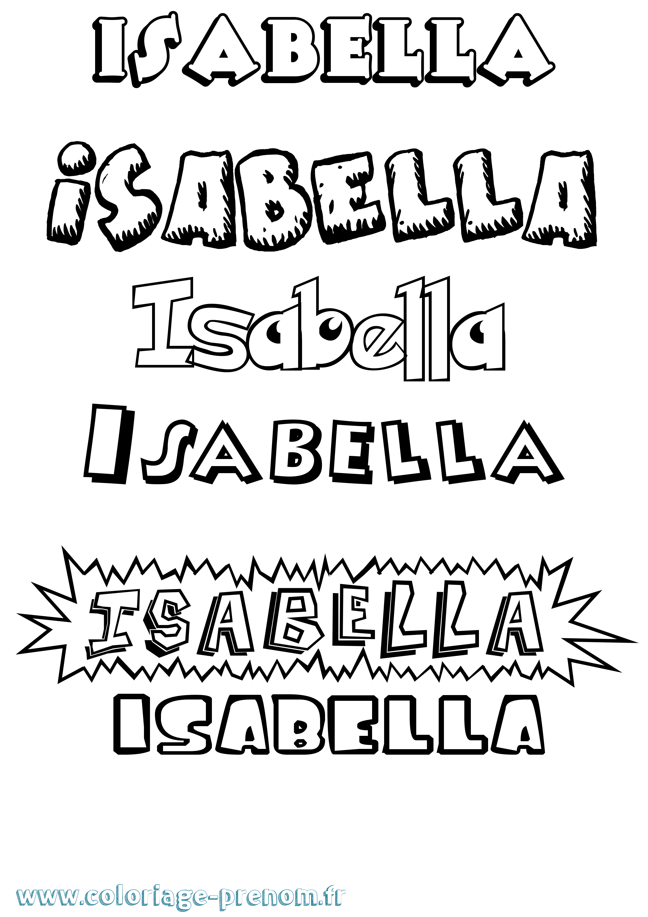 Coloriage prénom Isabella