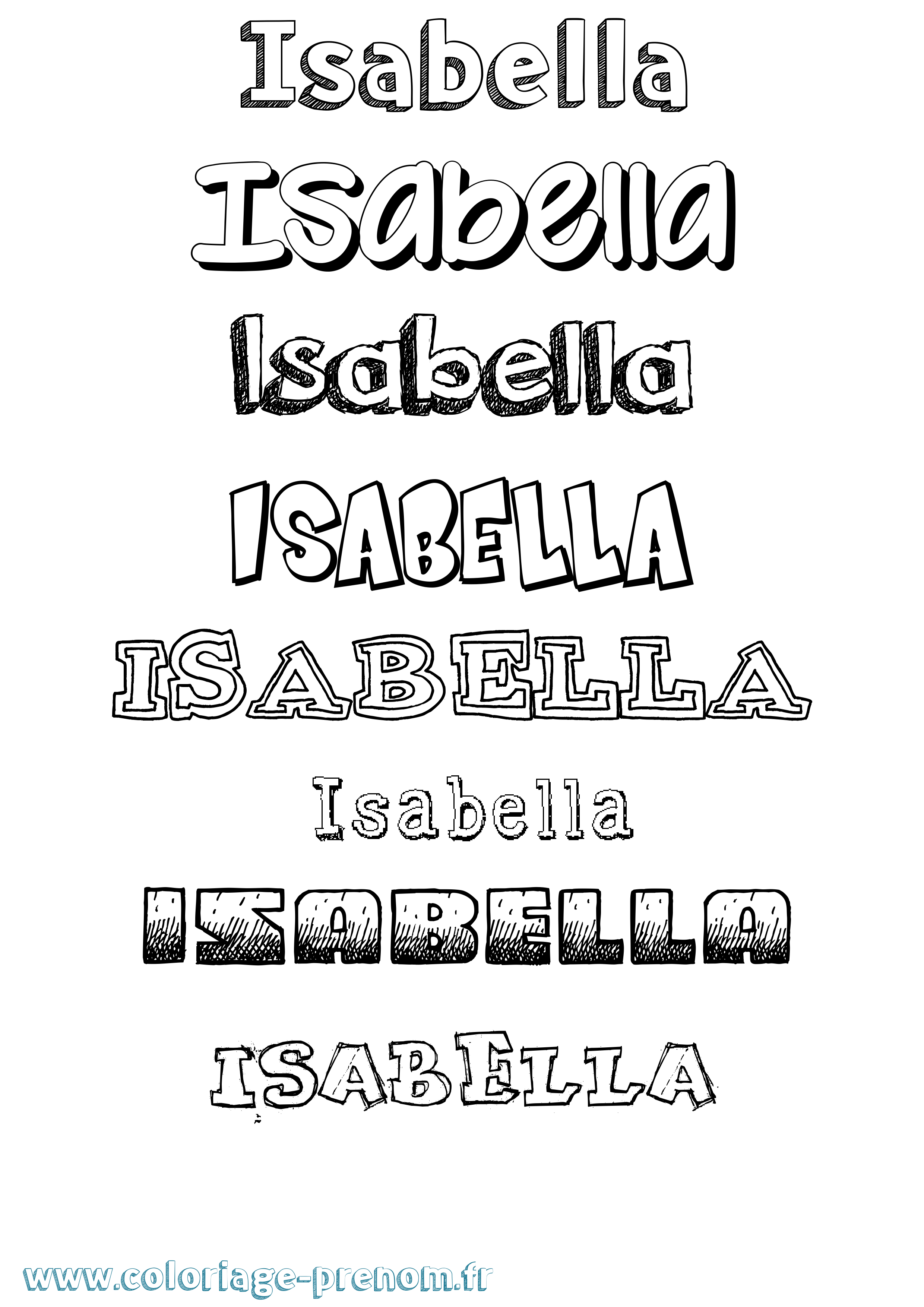 Coloriage Isabella Coloriage prénom Isabella