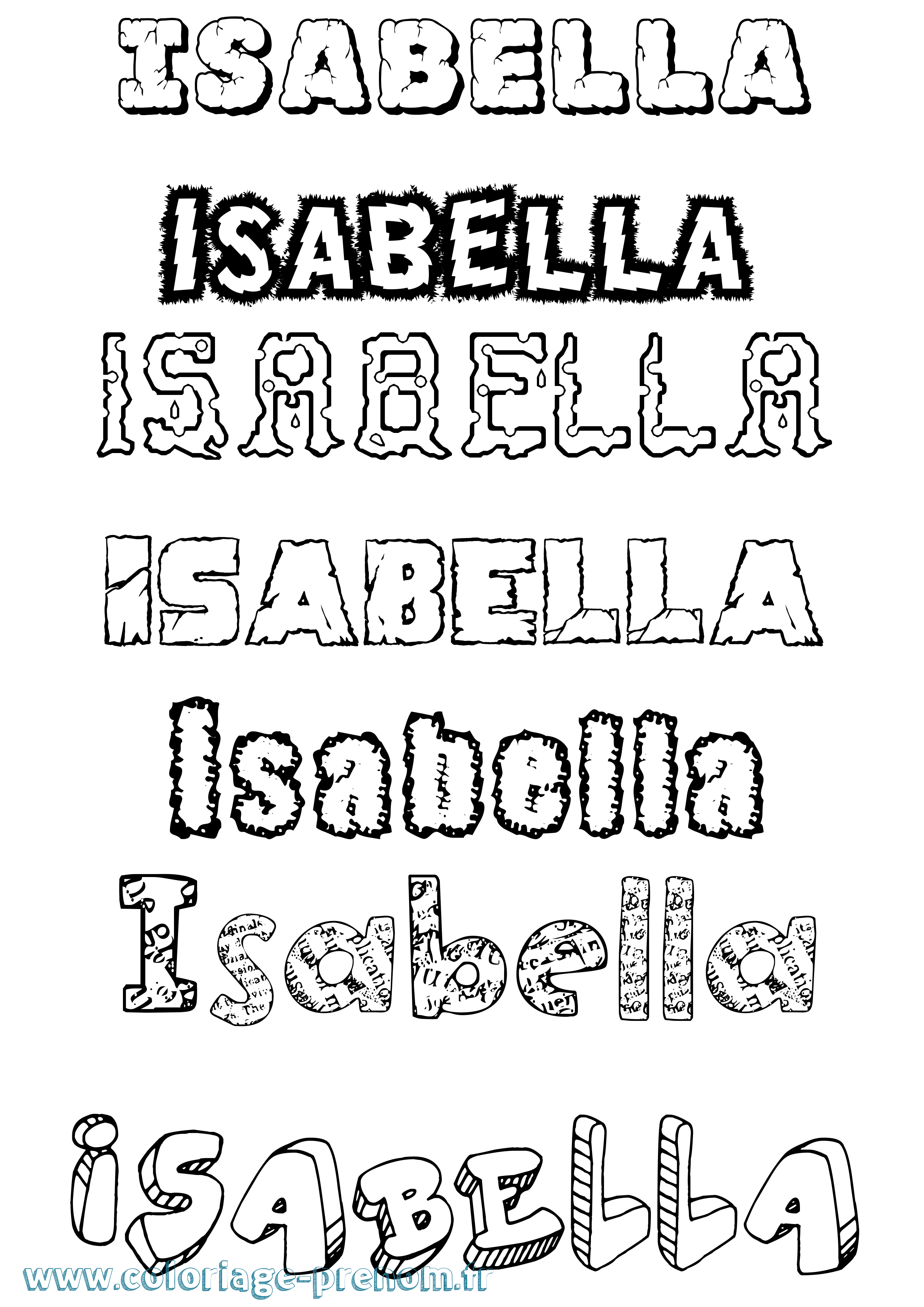 Coloriage Isabella Coloriage prénom Isabella