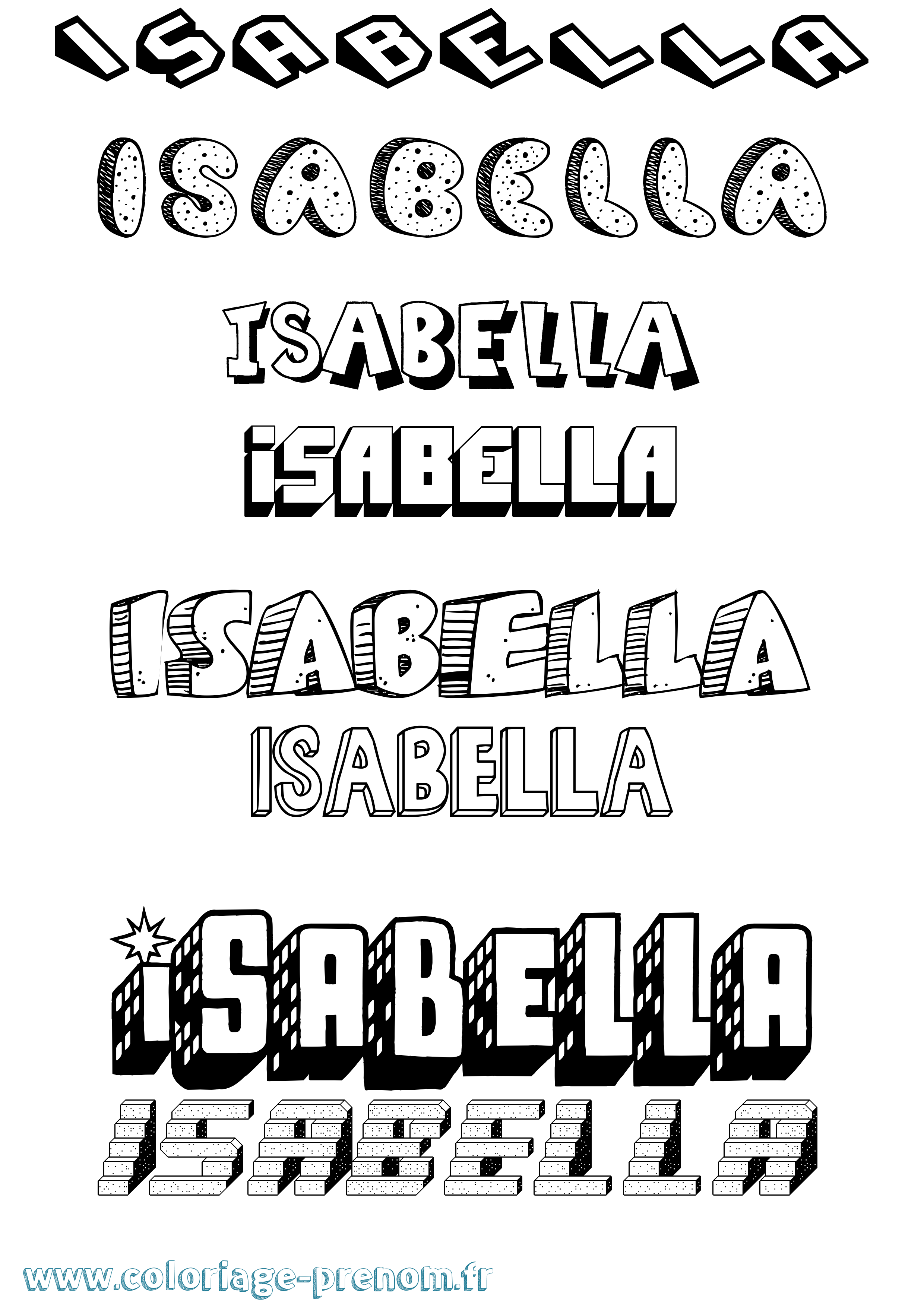 Coloriage Isabella Coloriage prénom Isabella