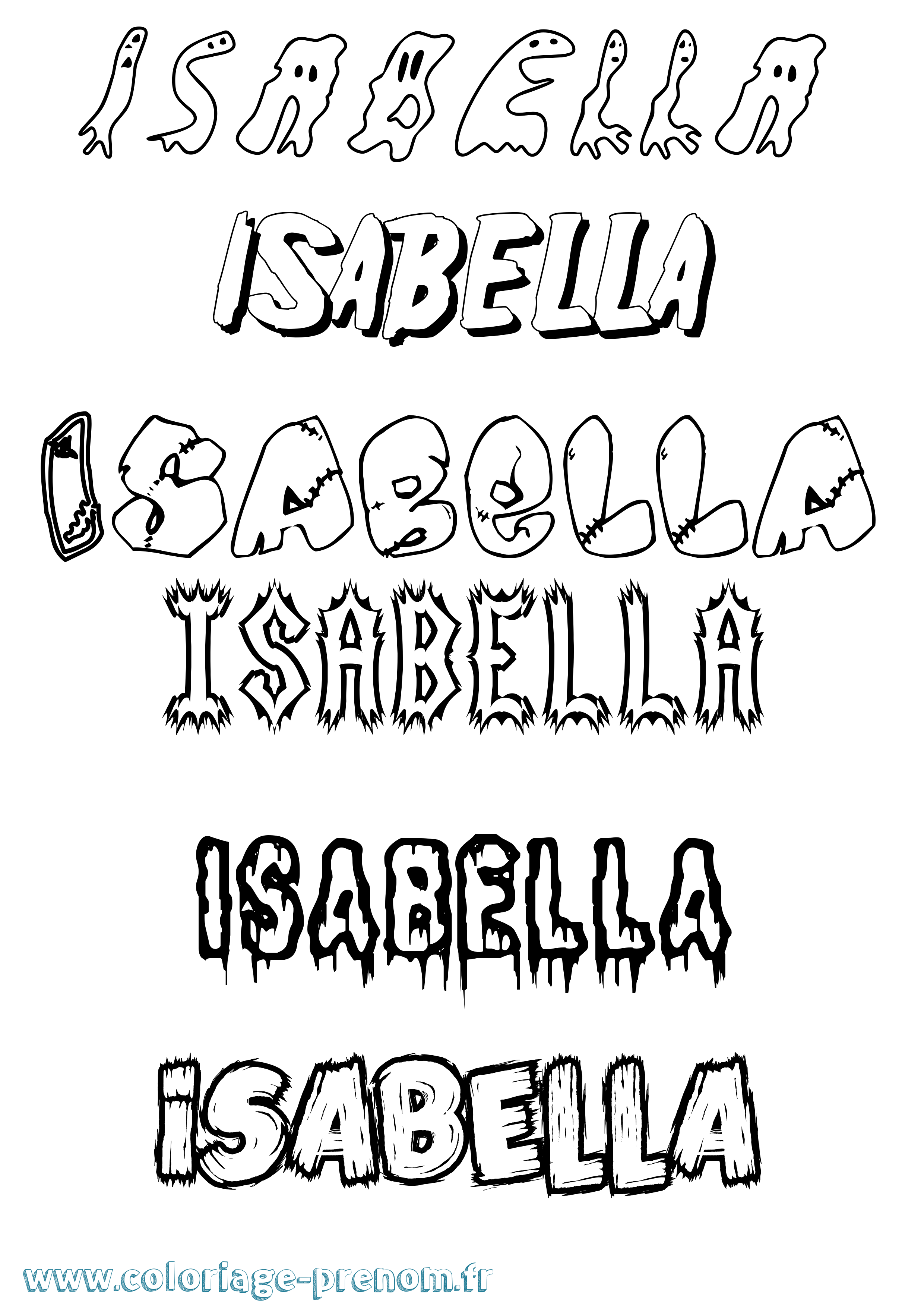 Coloriage Isabella Coloriage prénom Isabella