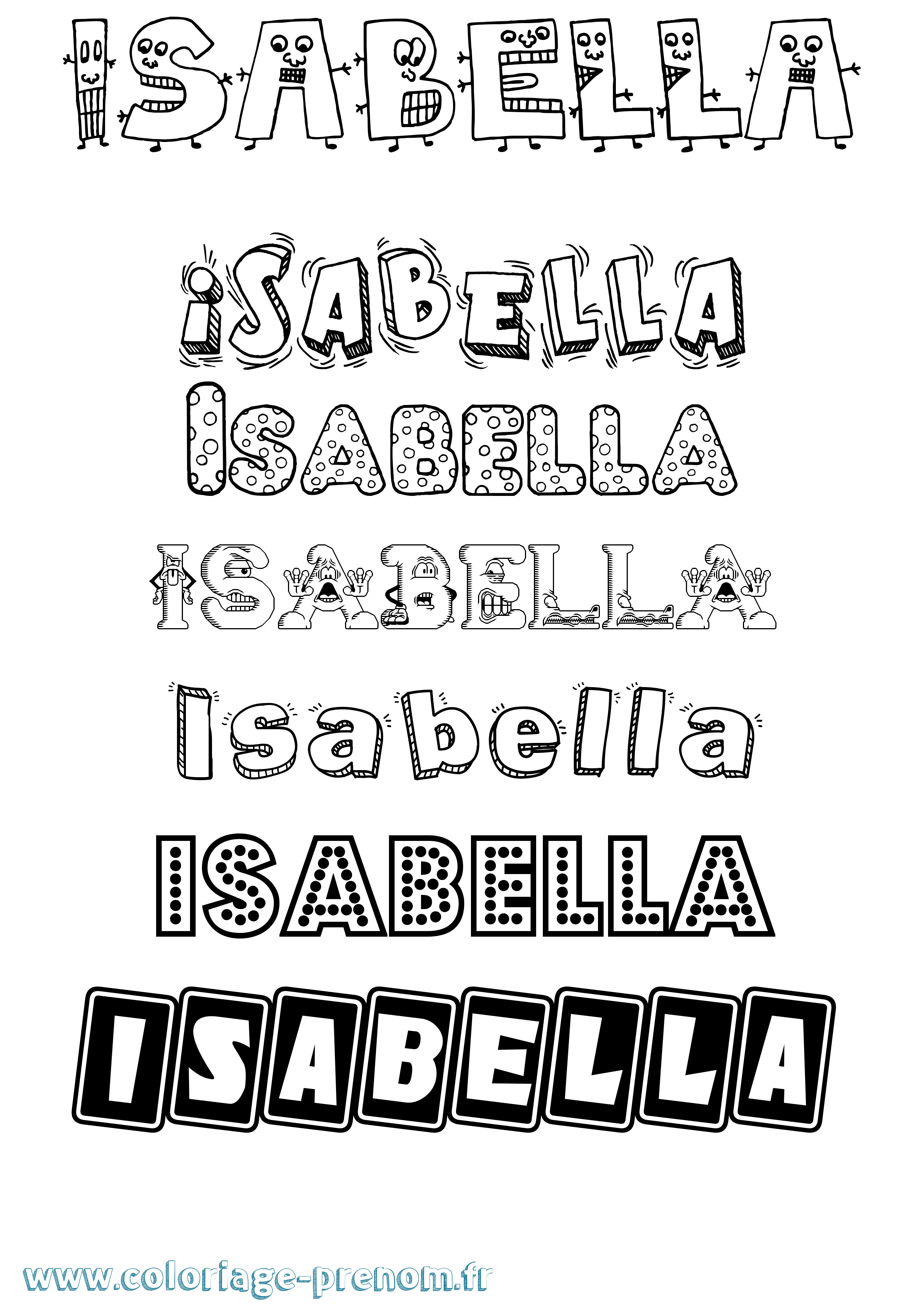 Coloriage prénom Isabella