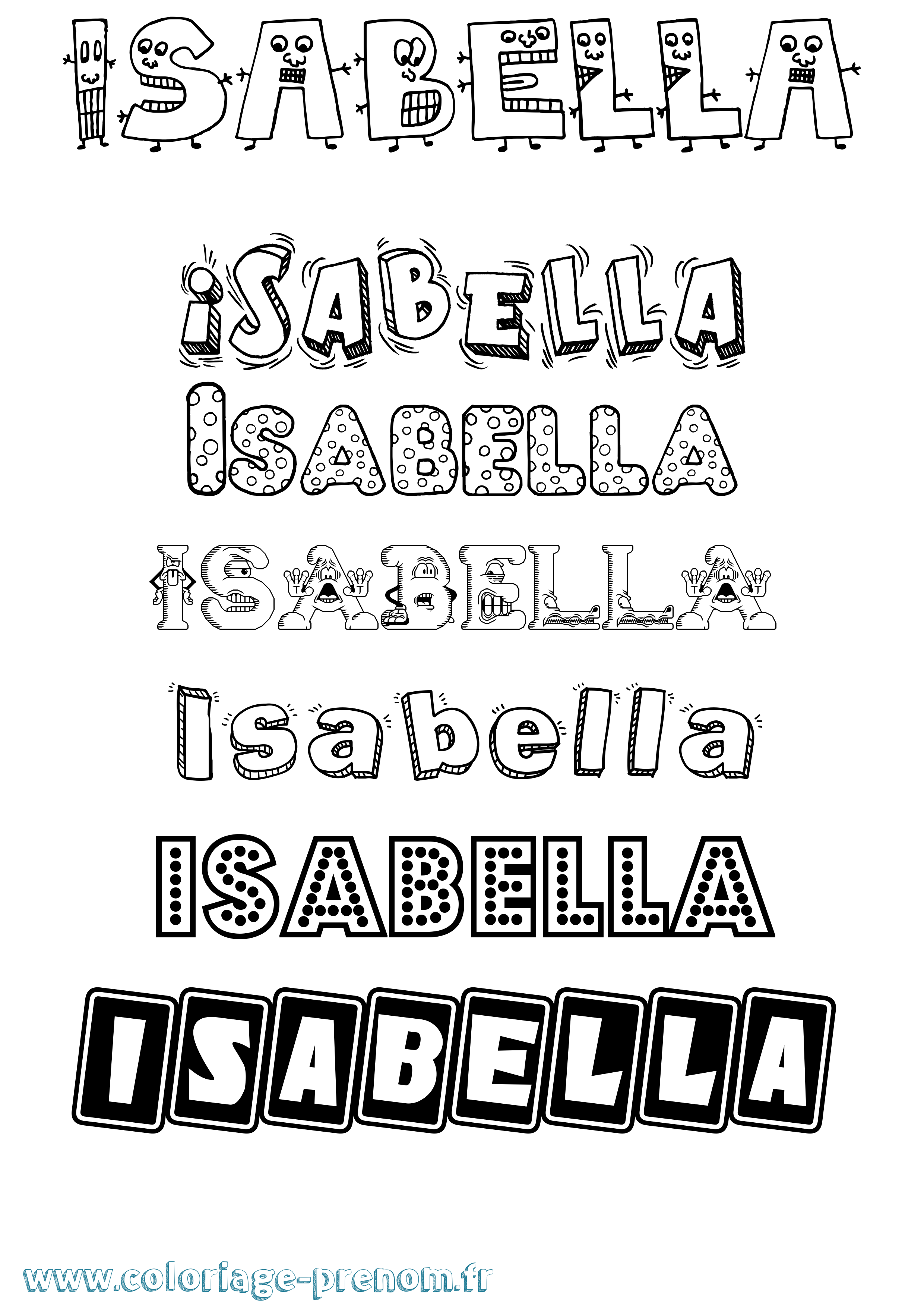 Coloriage Isabella Coloriage prénom Isabella