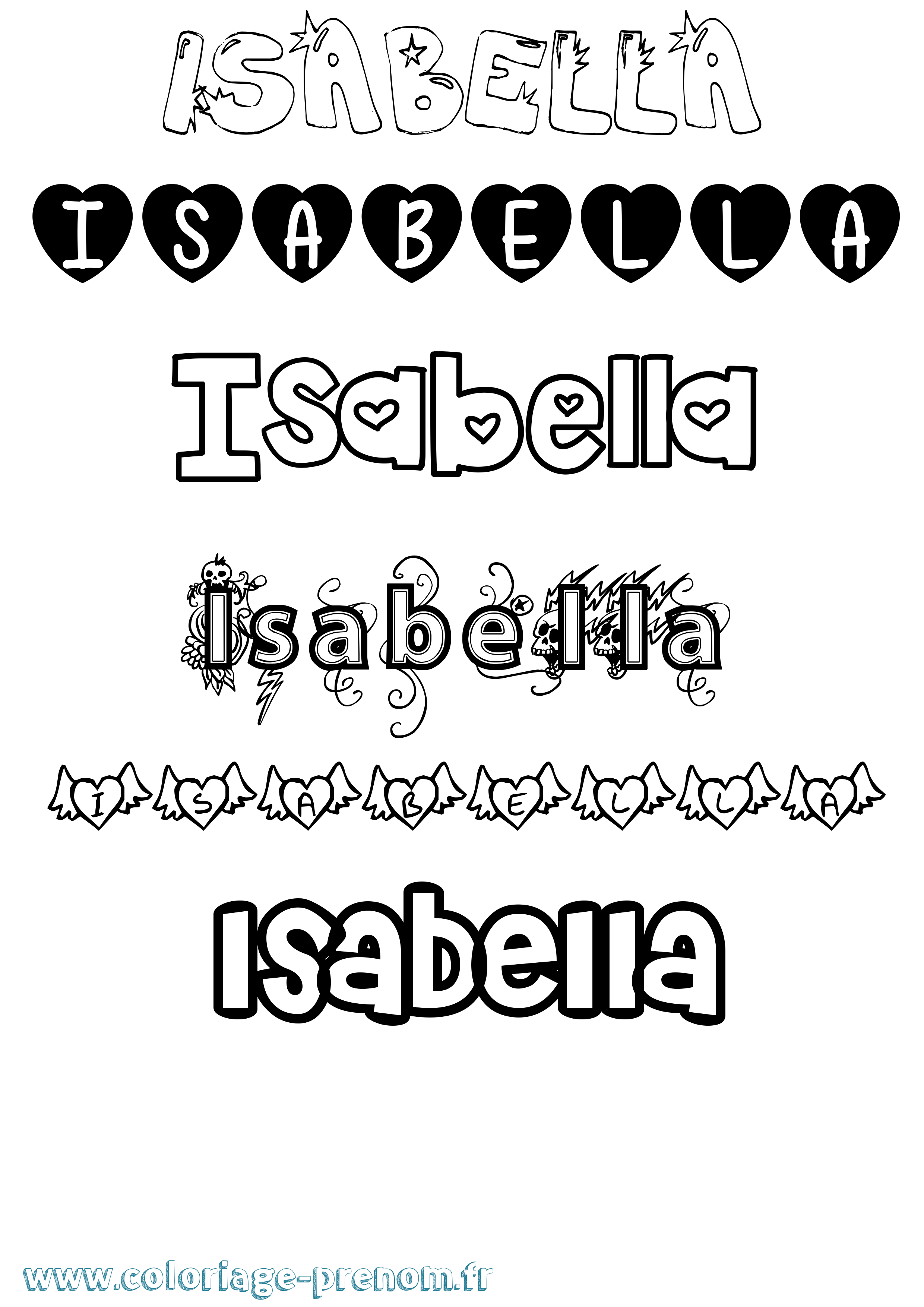 Coloriage du prénom Isabella : à Imprimer ou Télécharger facilement