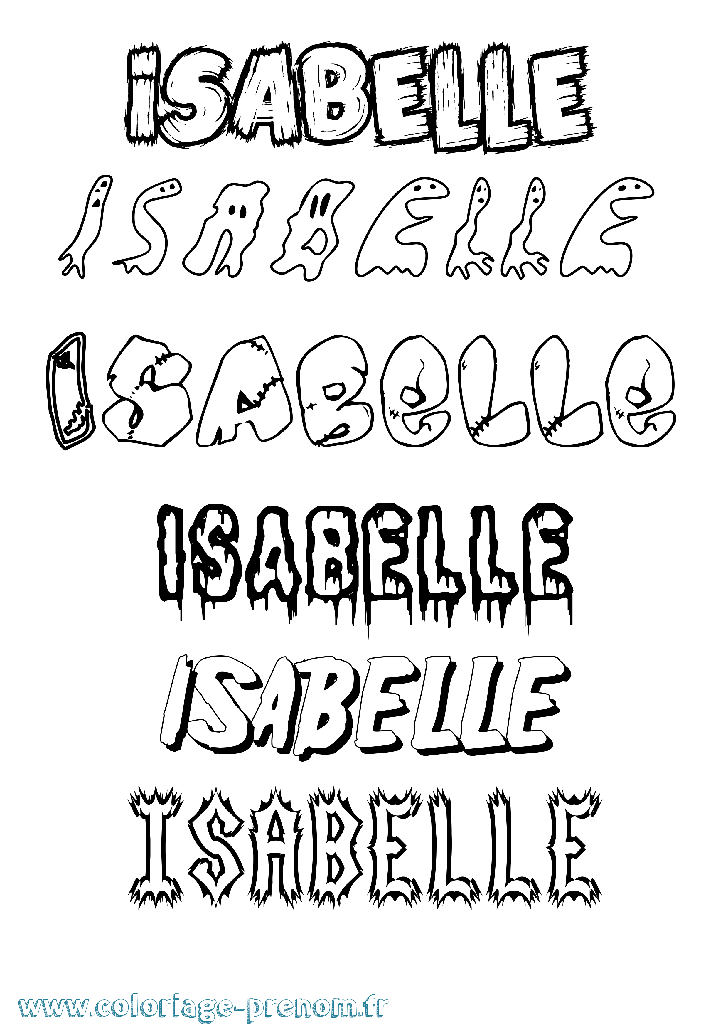 Coloriage prénom Isabelle Frisson