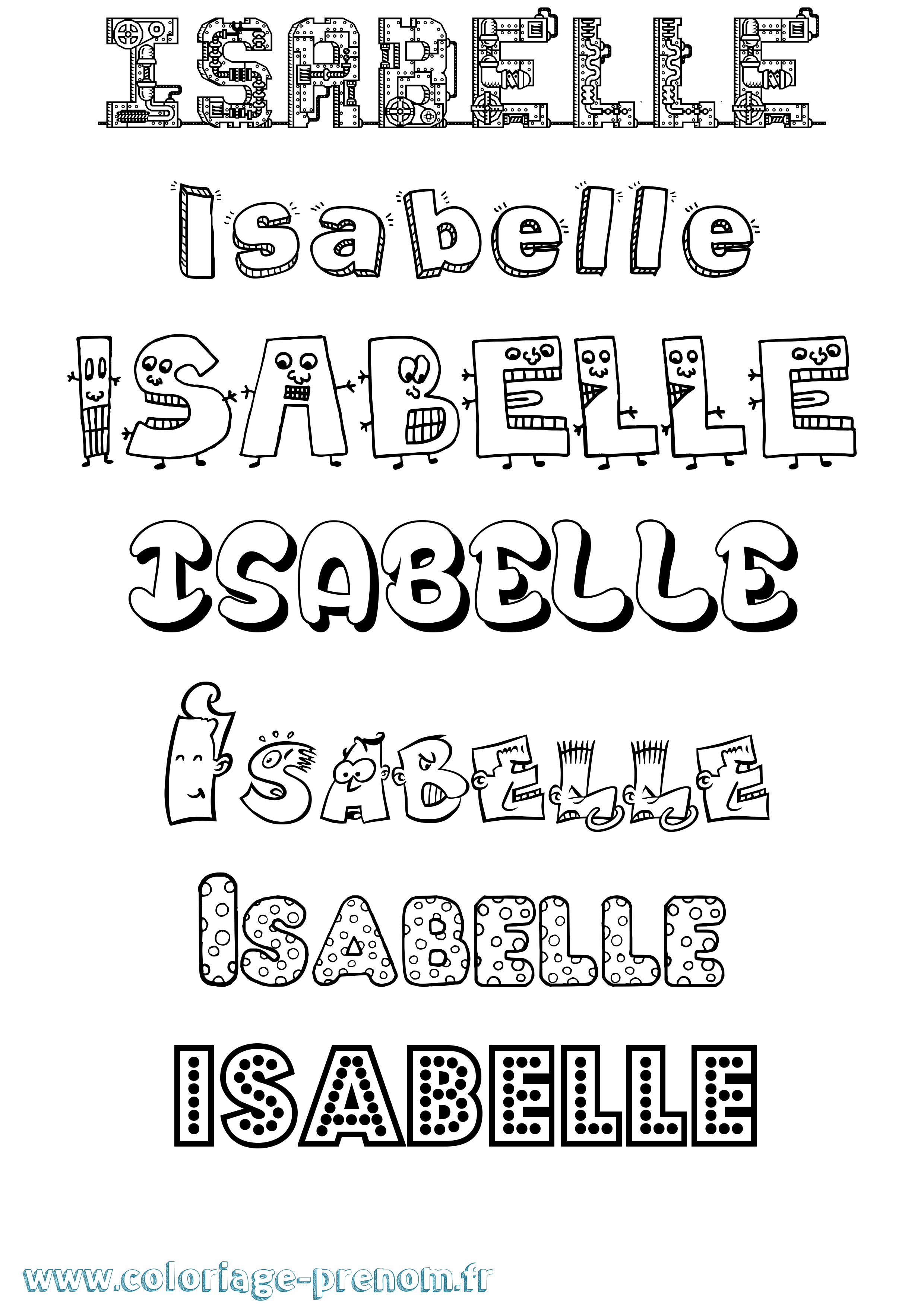 Coloriage prénom Isabelle Fun