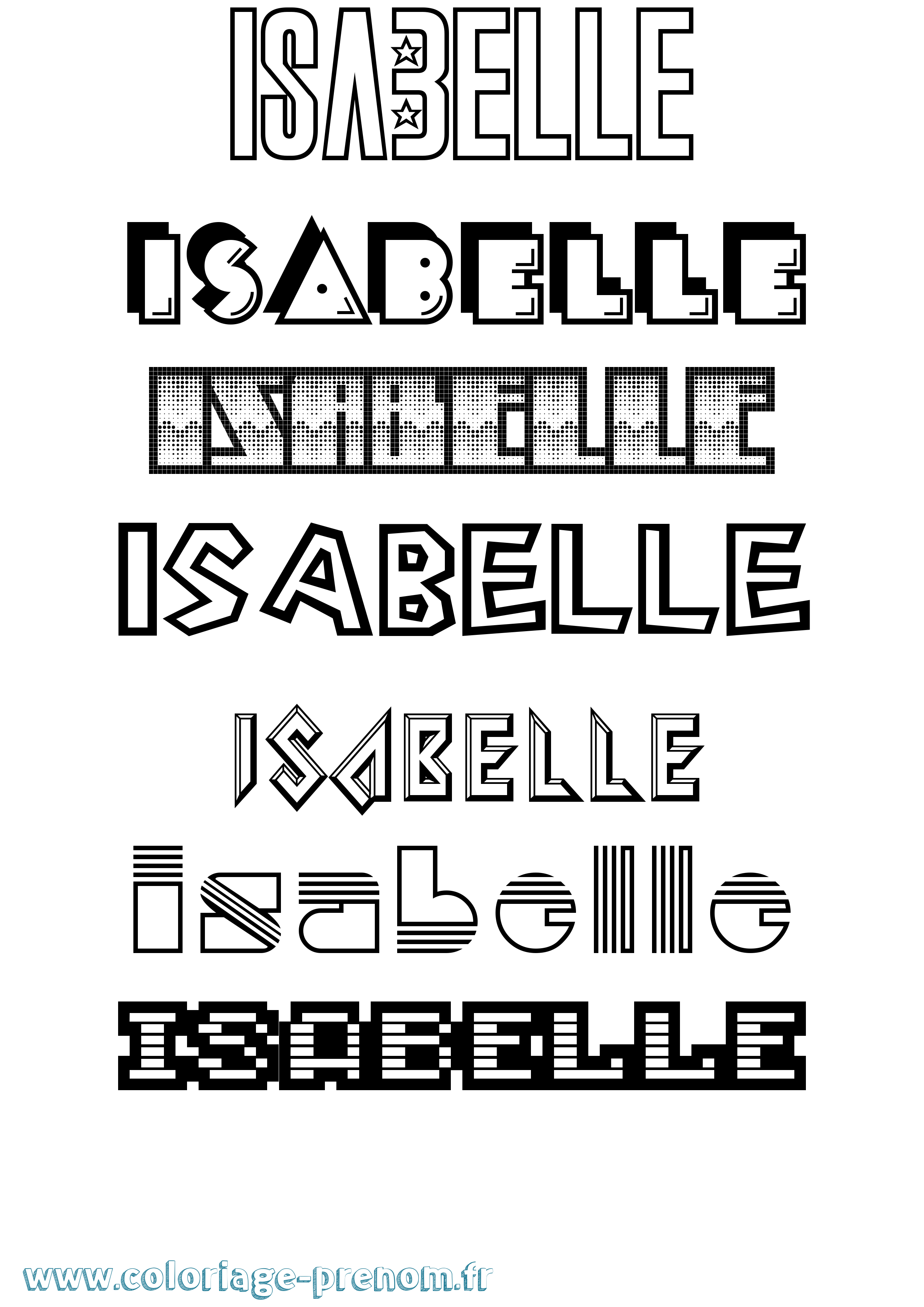 Coloriage prénom Isabelle Jeux Vidéos
