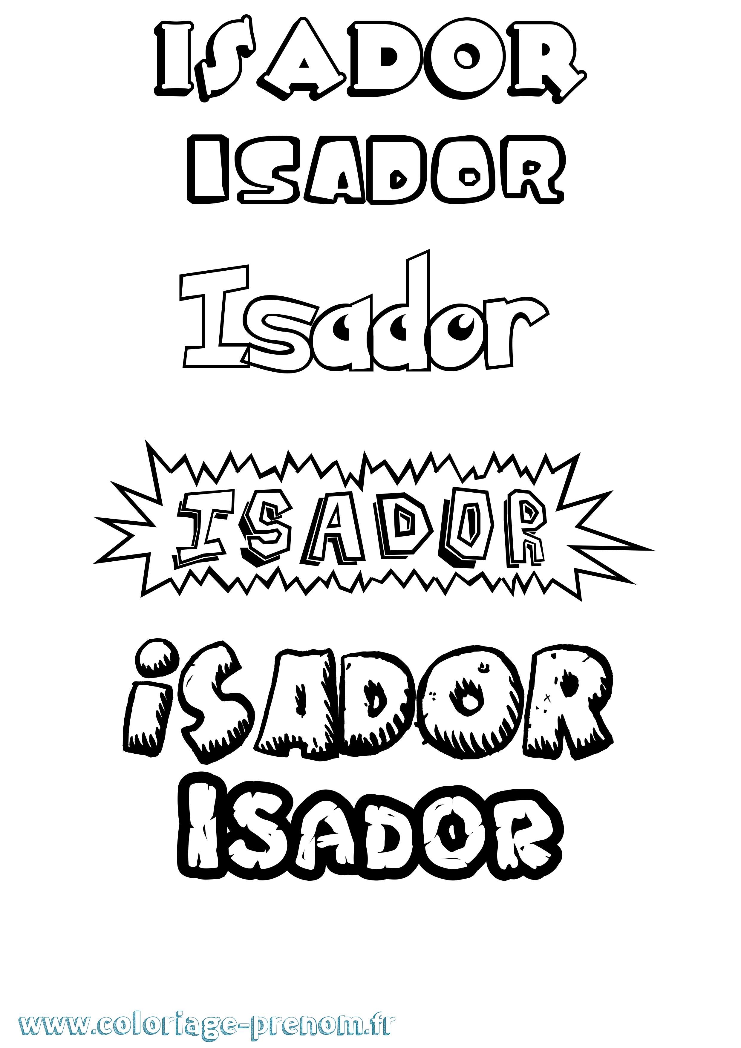 Coloriage prénom Isador Dessin Animé