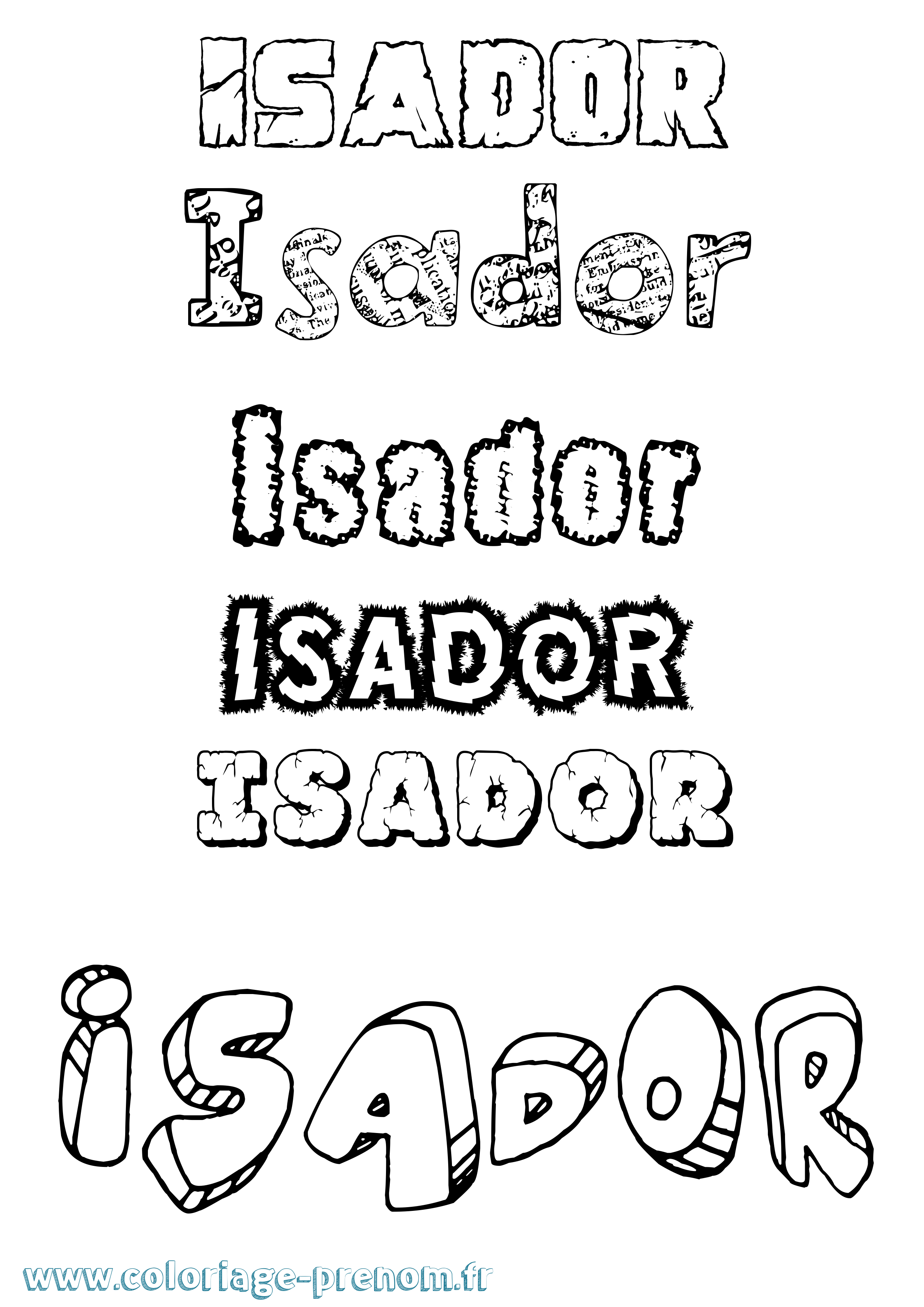 Coloriage prénom Isador Destructuré