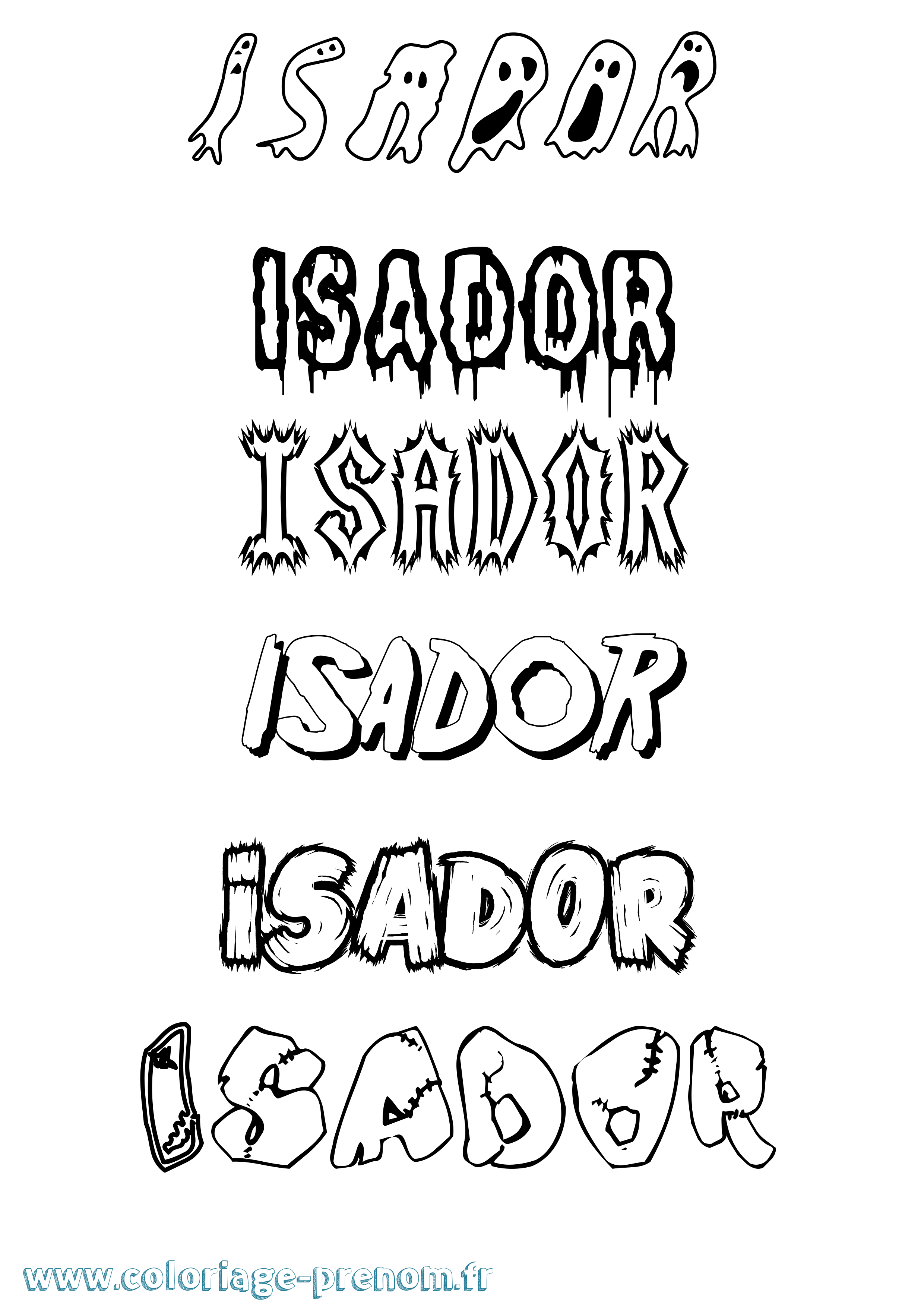 Coloriage prénom Isador Frisson