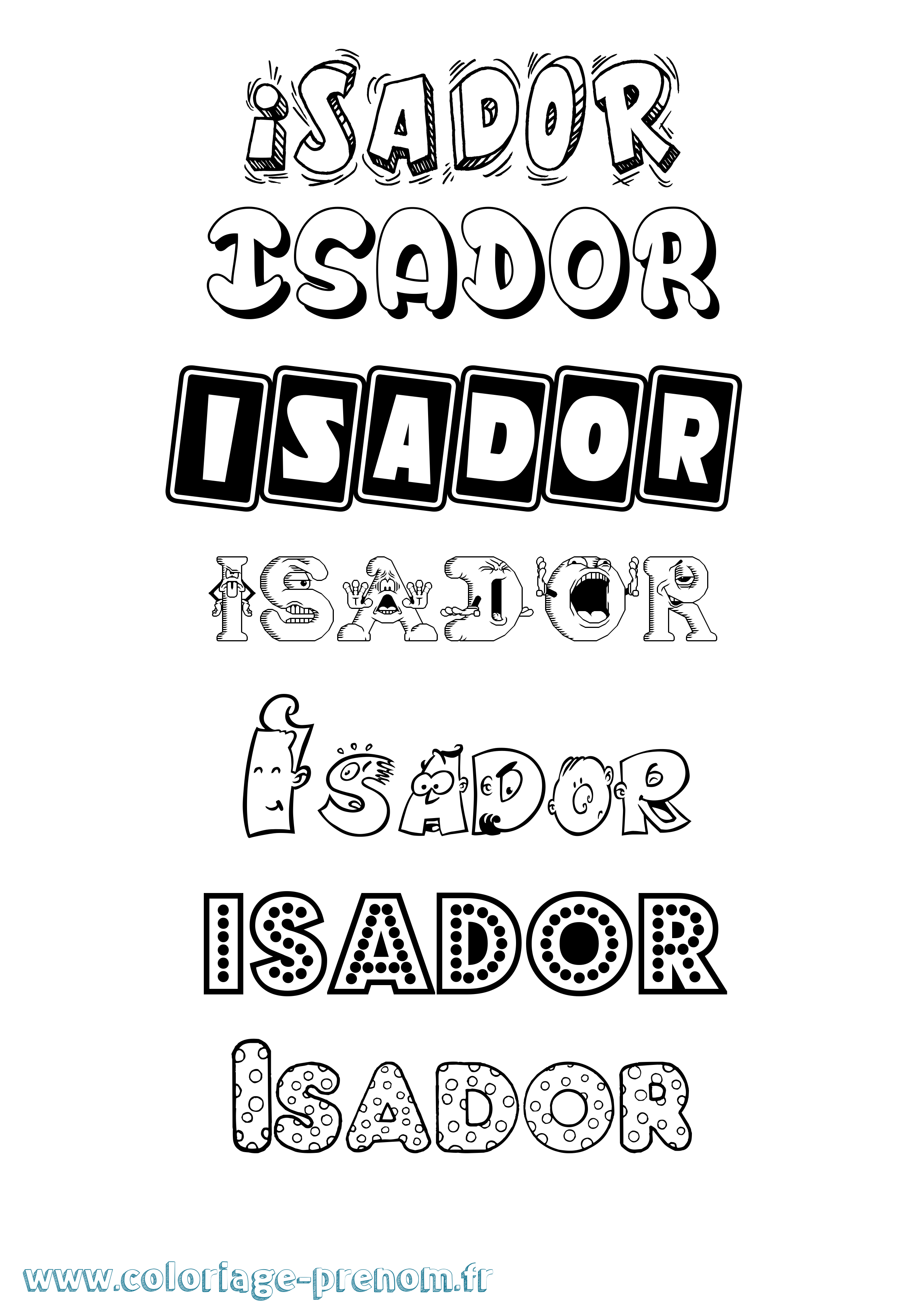 Coloriage prénom Isador Fun