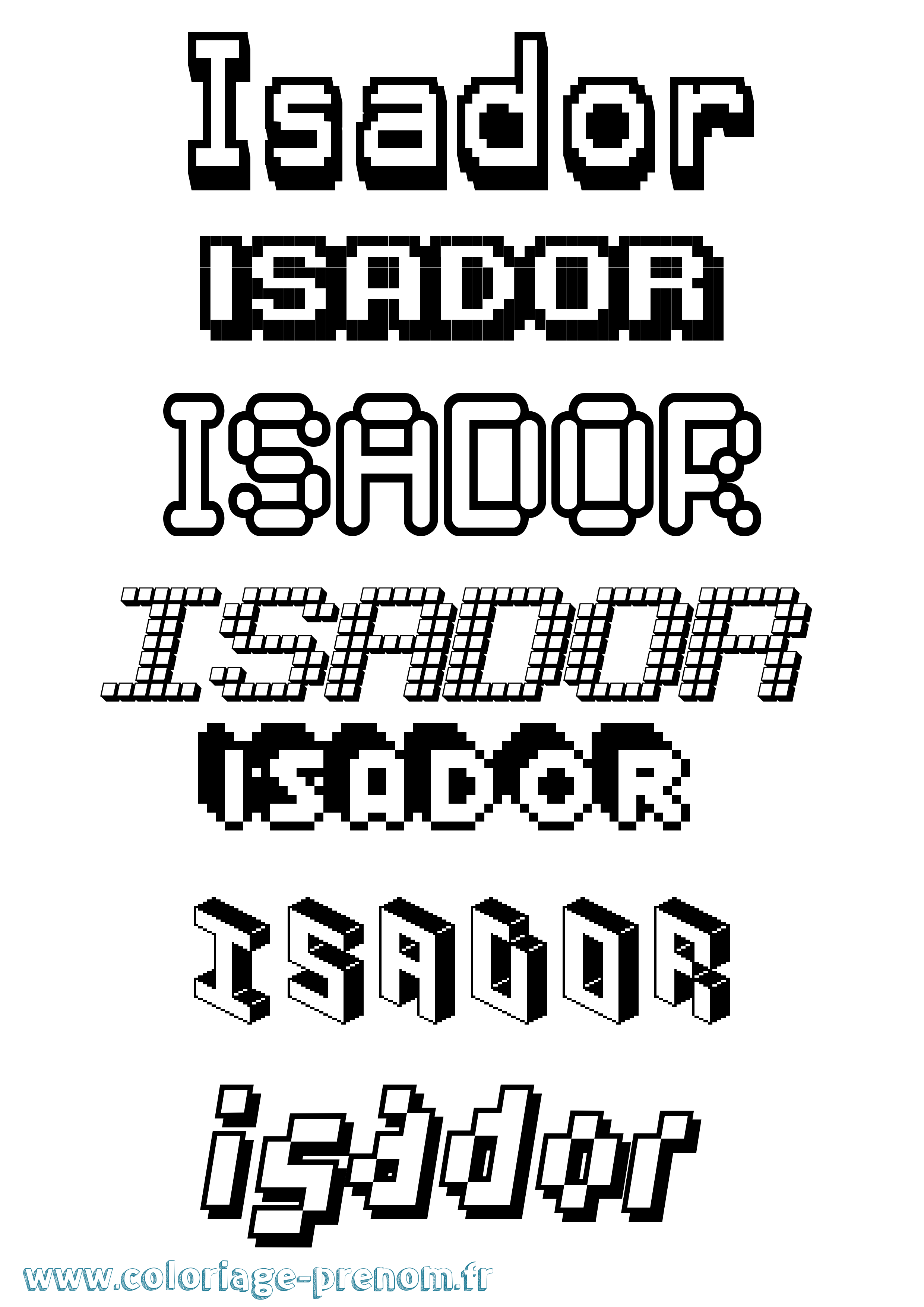 Coloriage prénom Isador Pixel