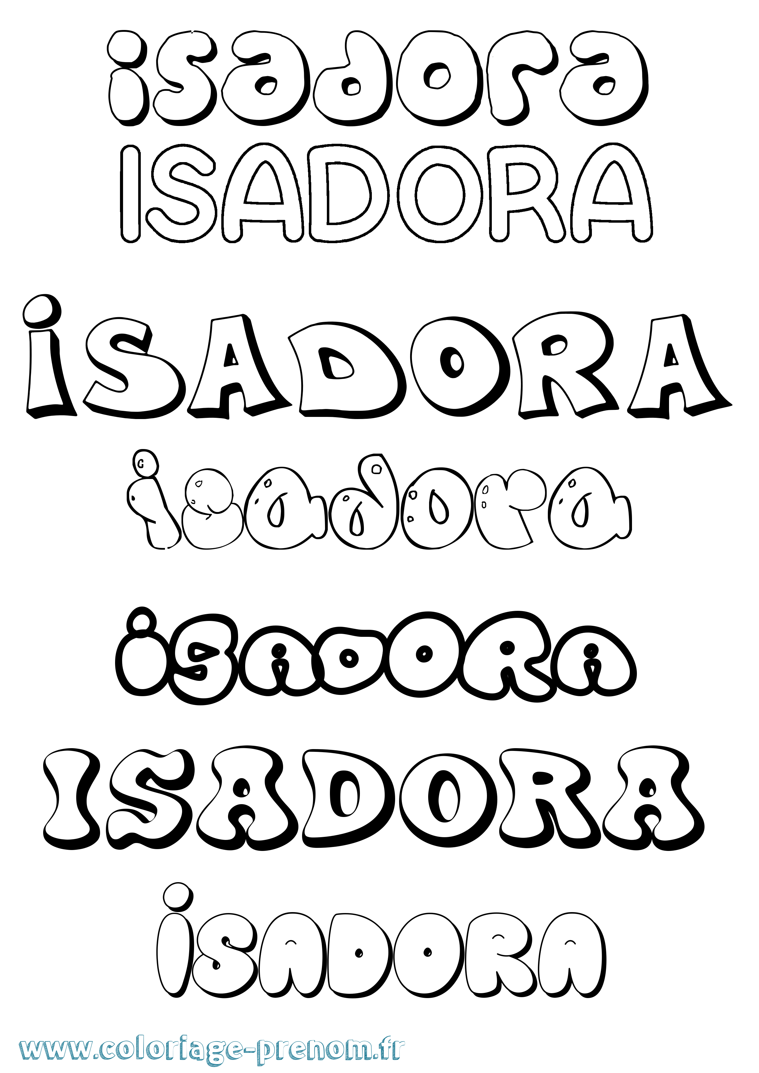 Coloriage Isadora Bubble Coloriage prénom Isadora Bubble