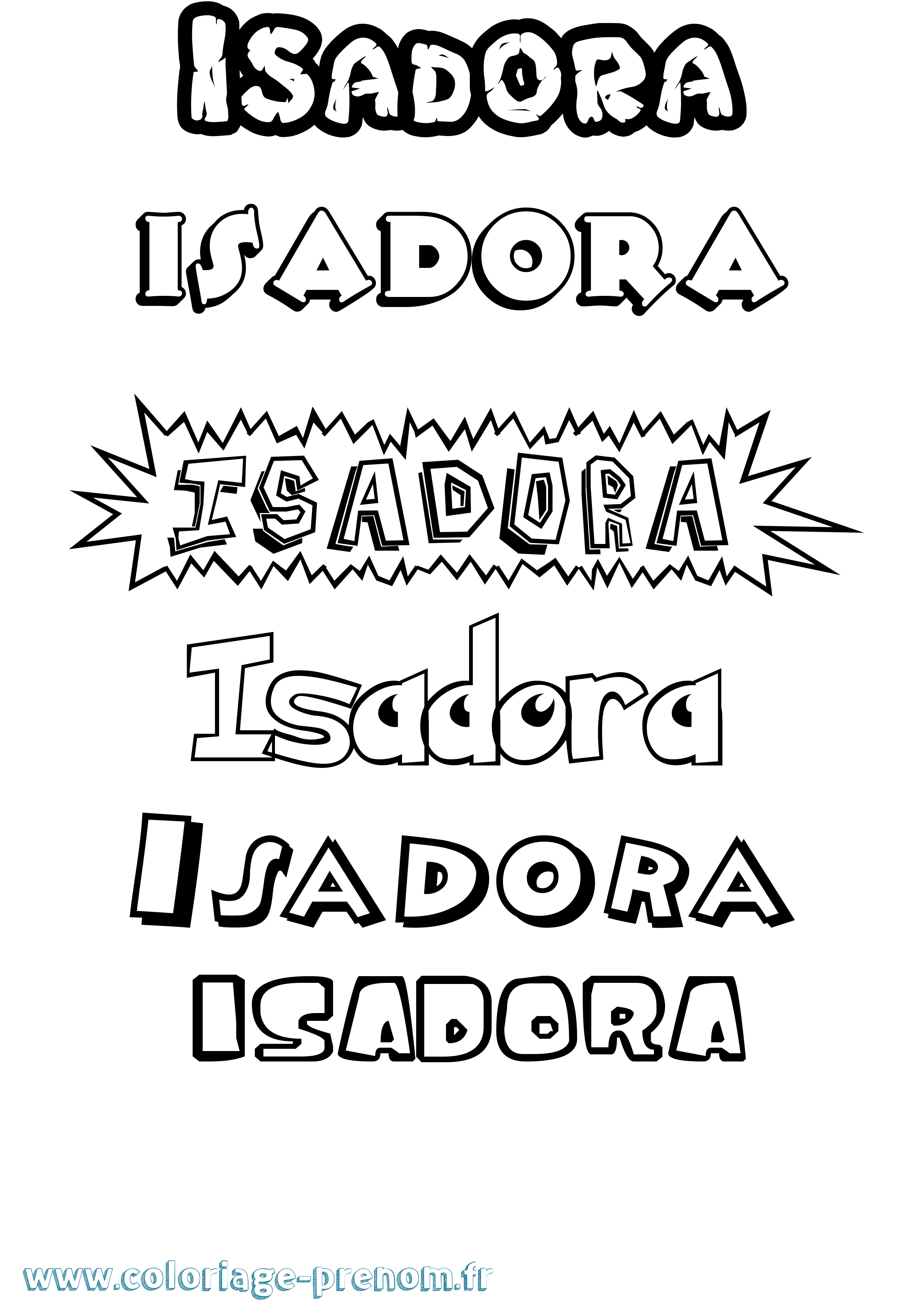 Coloriage Isadora Dessin Animé Coloriage prénom Isadora Dessin Animé