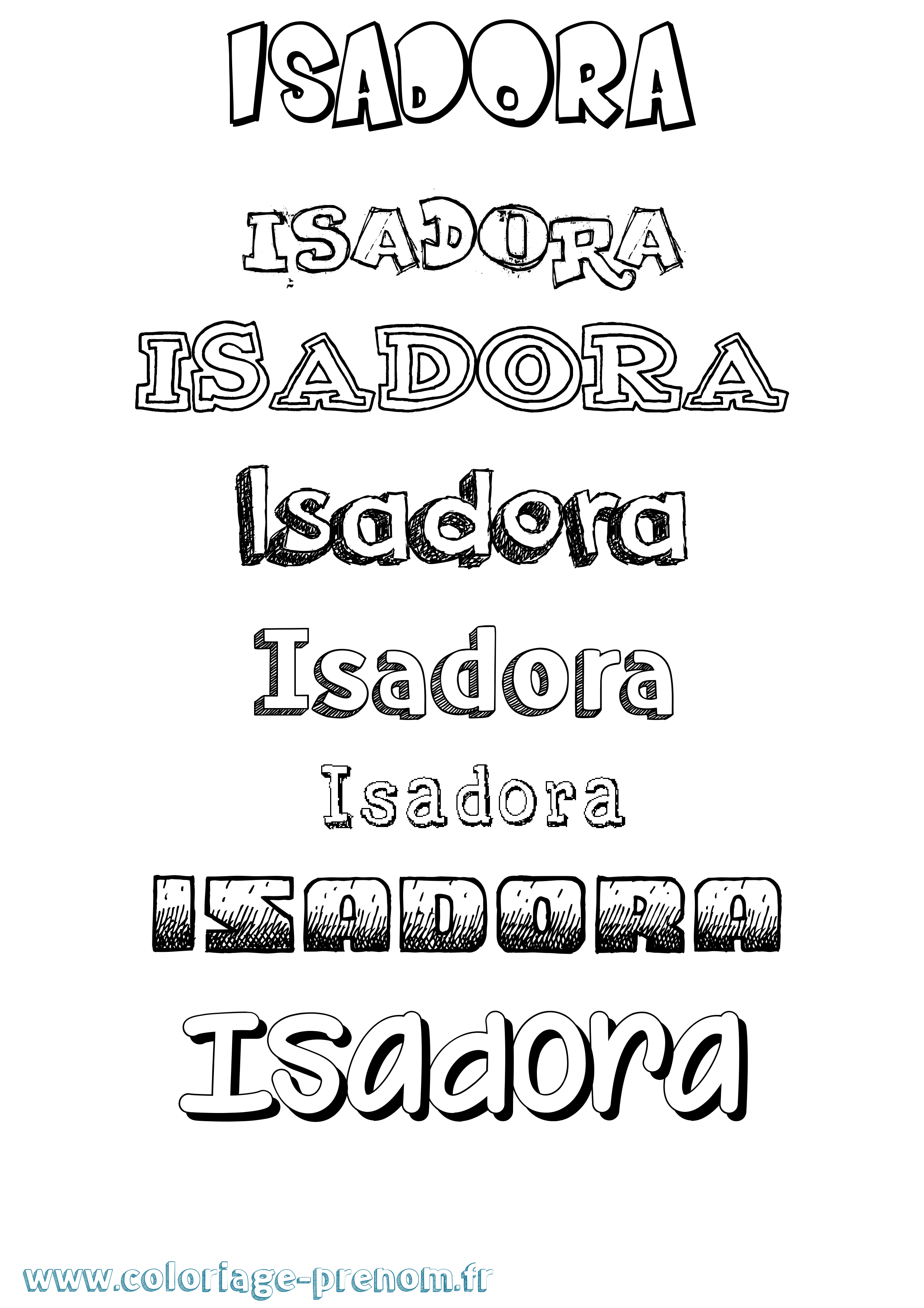 Coloriage Isadora Dessiné Coloriage prénom Isadora Dessiné