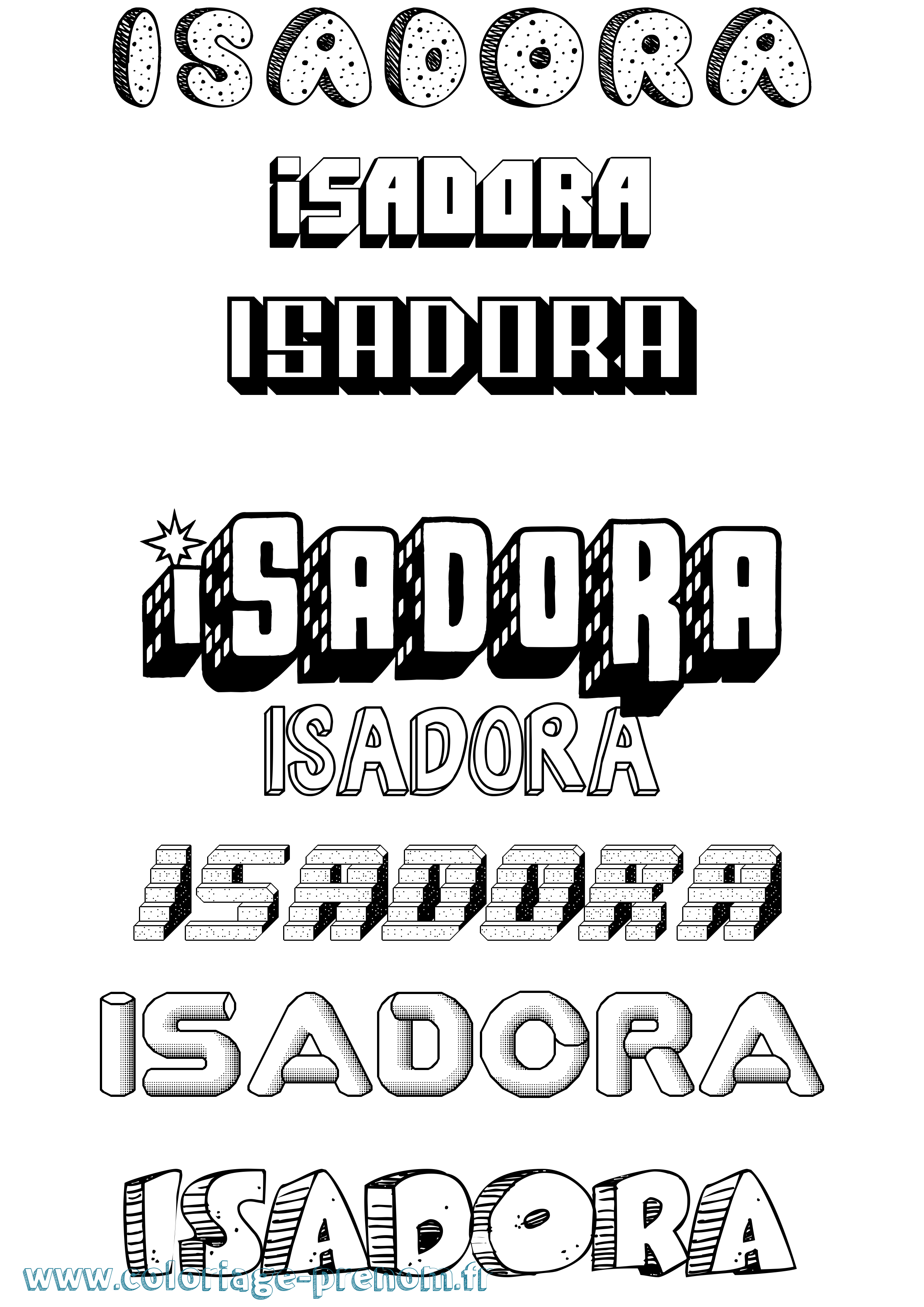 Coloriage Isadora Effet 3D Coloriage prénom Isadora Effet 3D