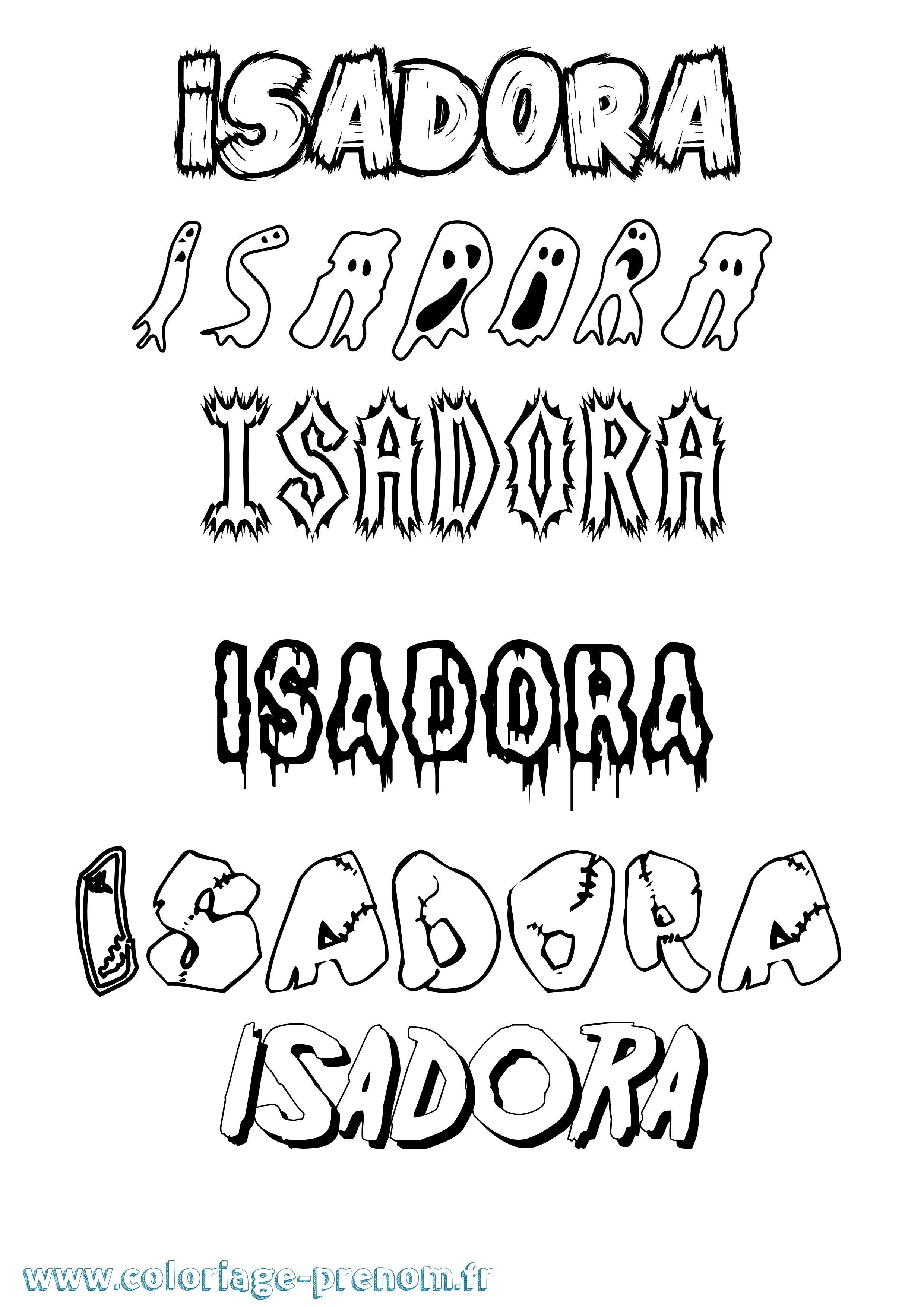 Coloriage prénom Isadora Frisson