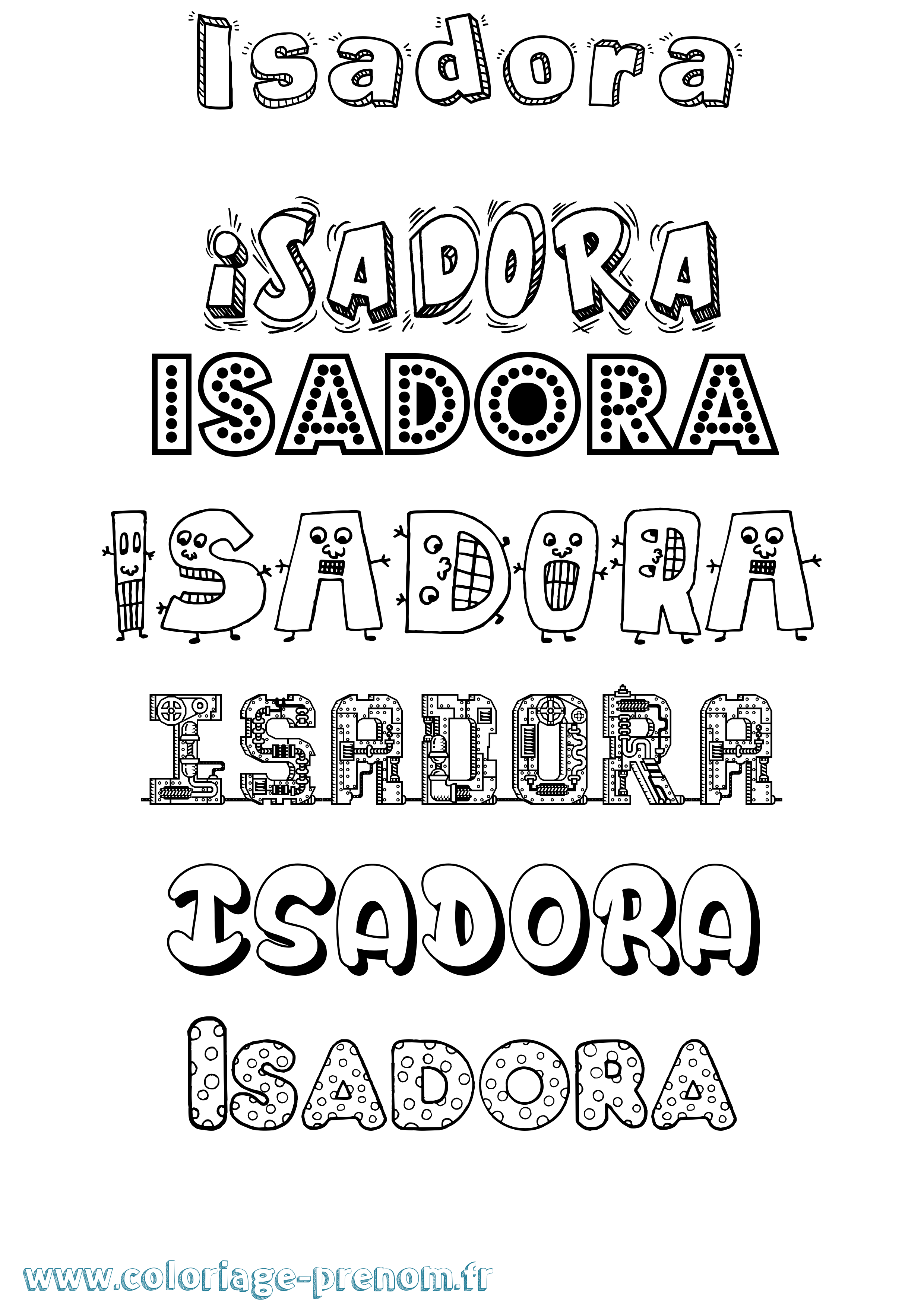 Coloriage prénom Isadora Fun