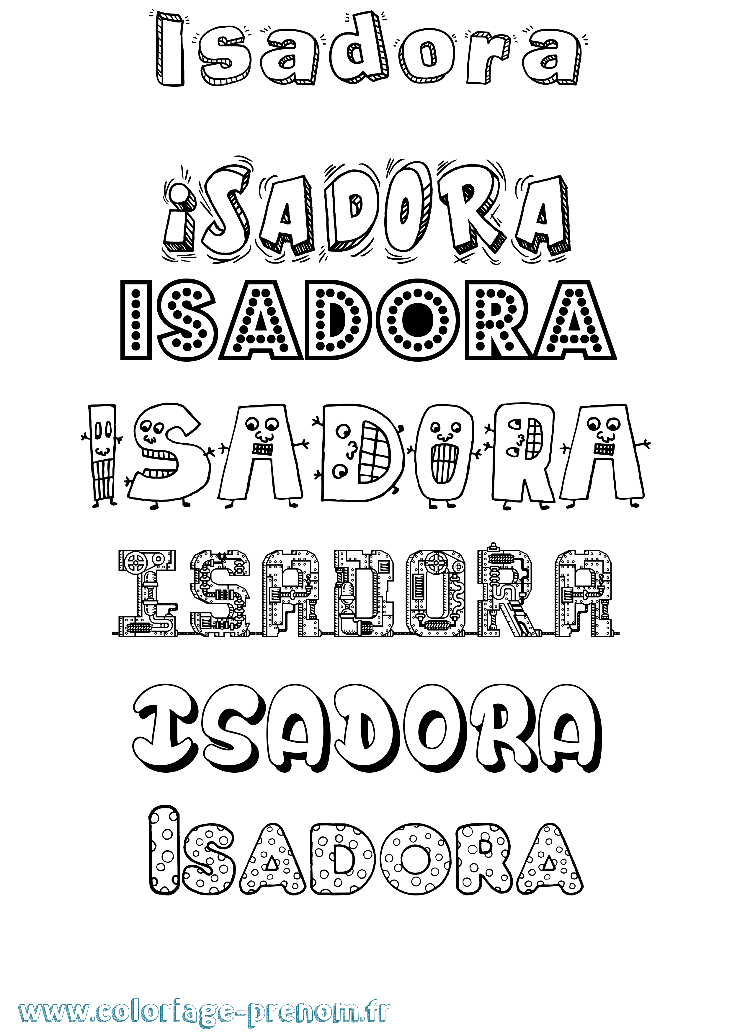 Coloriage Isadora Fun Coloriage prénom Isadora Fun