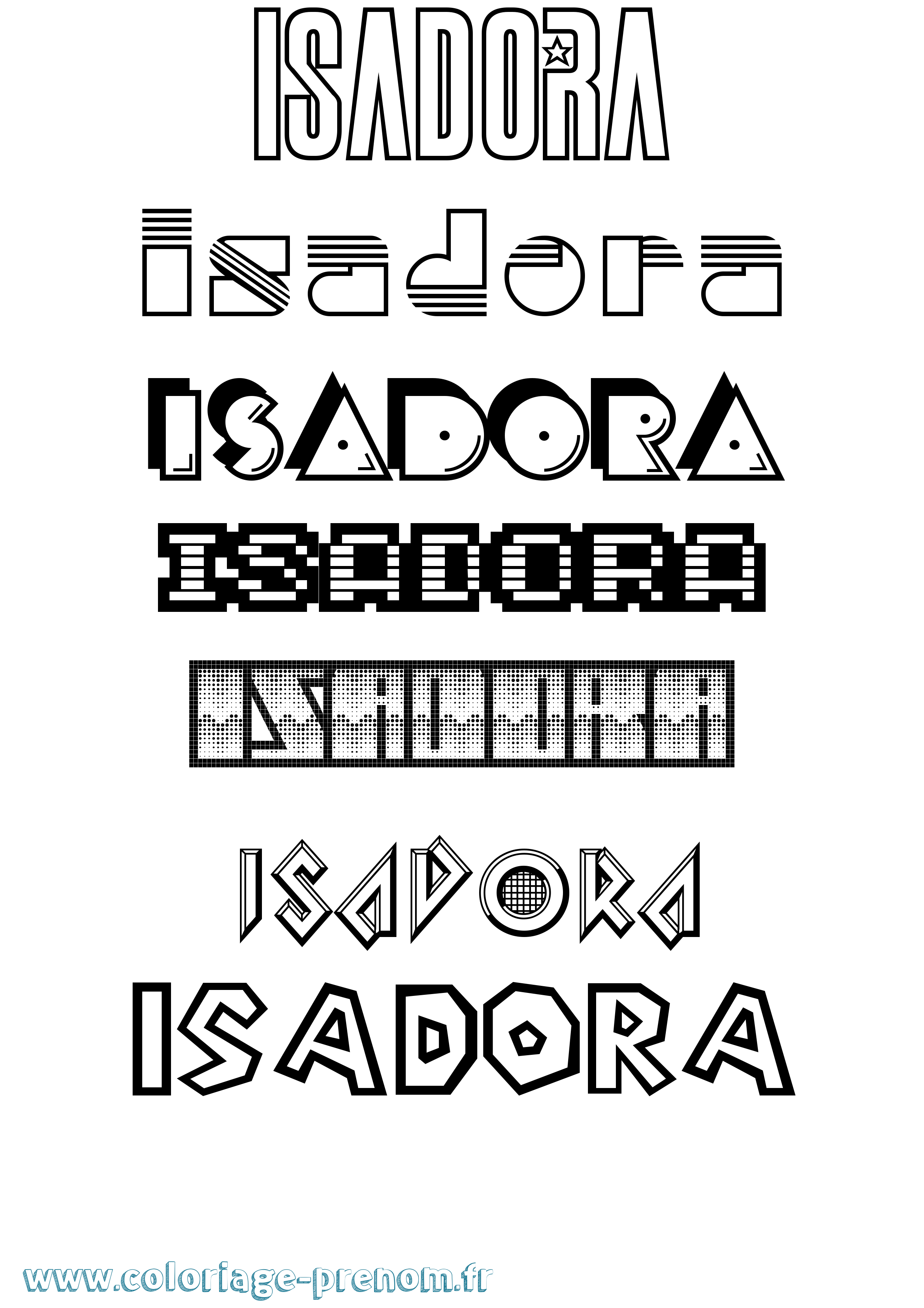 Coloriage Isadora Jeux Vidéos Coloriage prénom Isadora Jeux Vidéos