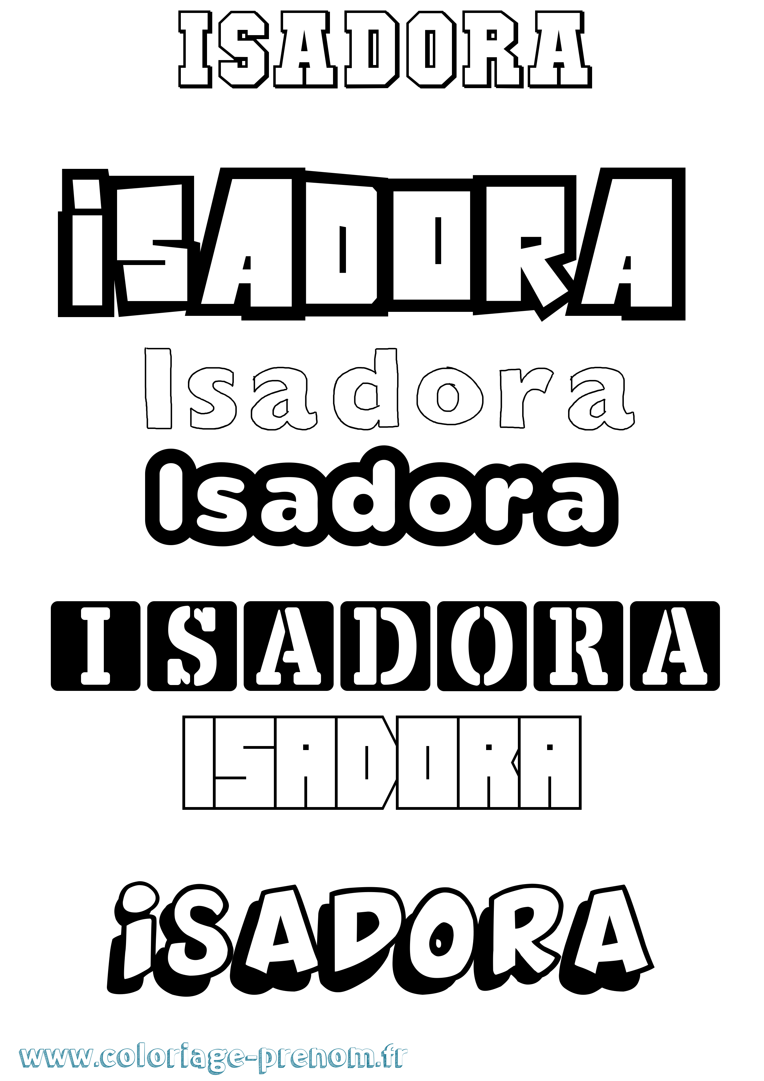 Coloriage prénom Isadora Simple